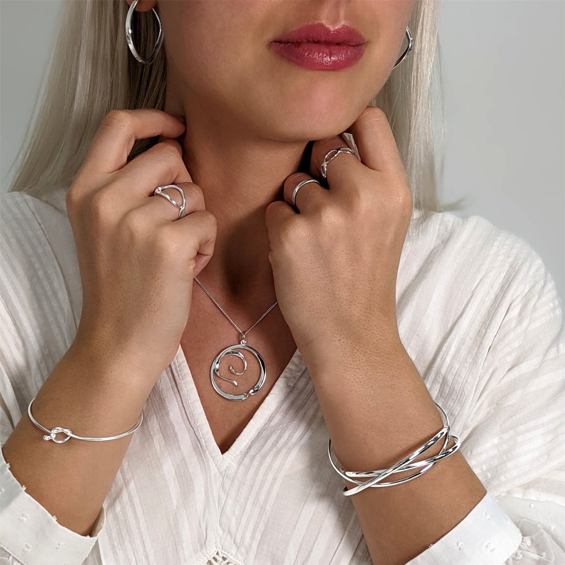 Set di tre bracciali intrecciati in stile russo in argento sterling - Italia