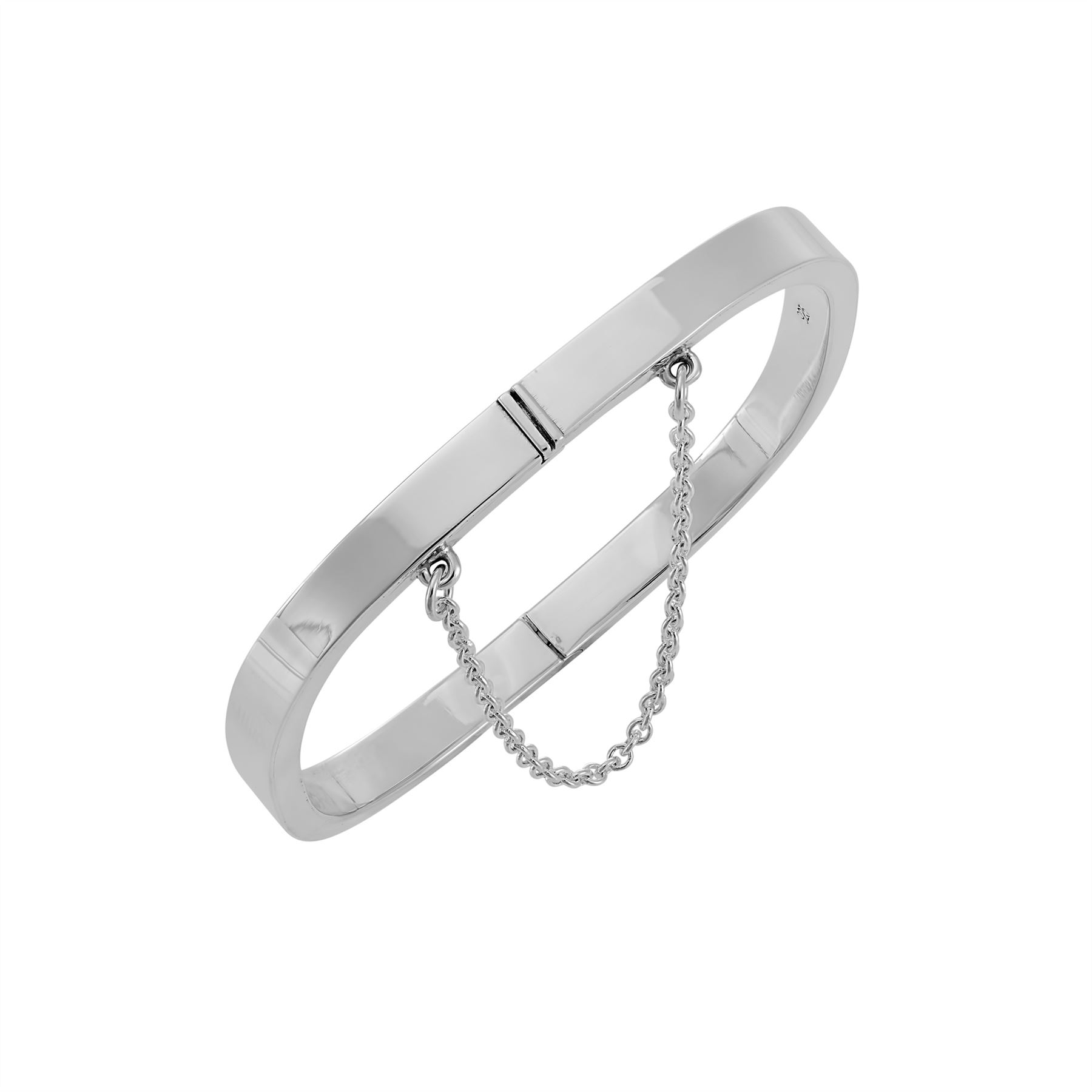 Silverly Bracciale Rigido In Argento Sterling 925 Con Cerniera Rettangolare 4mm – Regalo Per Mamma E Moglie