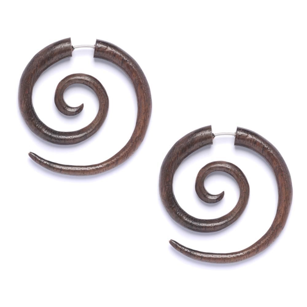 81stgeneration Orecchini Finti Dilatatori Tribali Legno Dritti 40 mm
