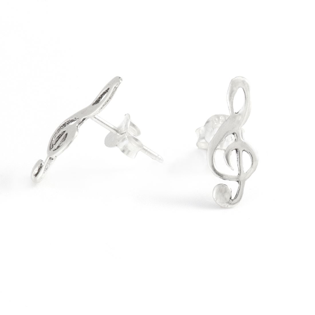 Orecchini A Cuore Chiave Di Violino In Argento Sterling 925 Per Musicisti