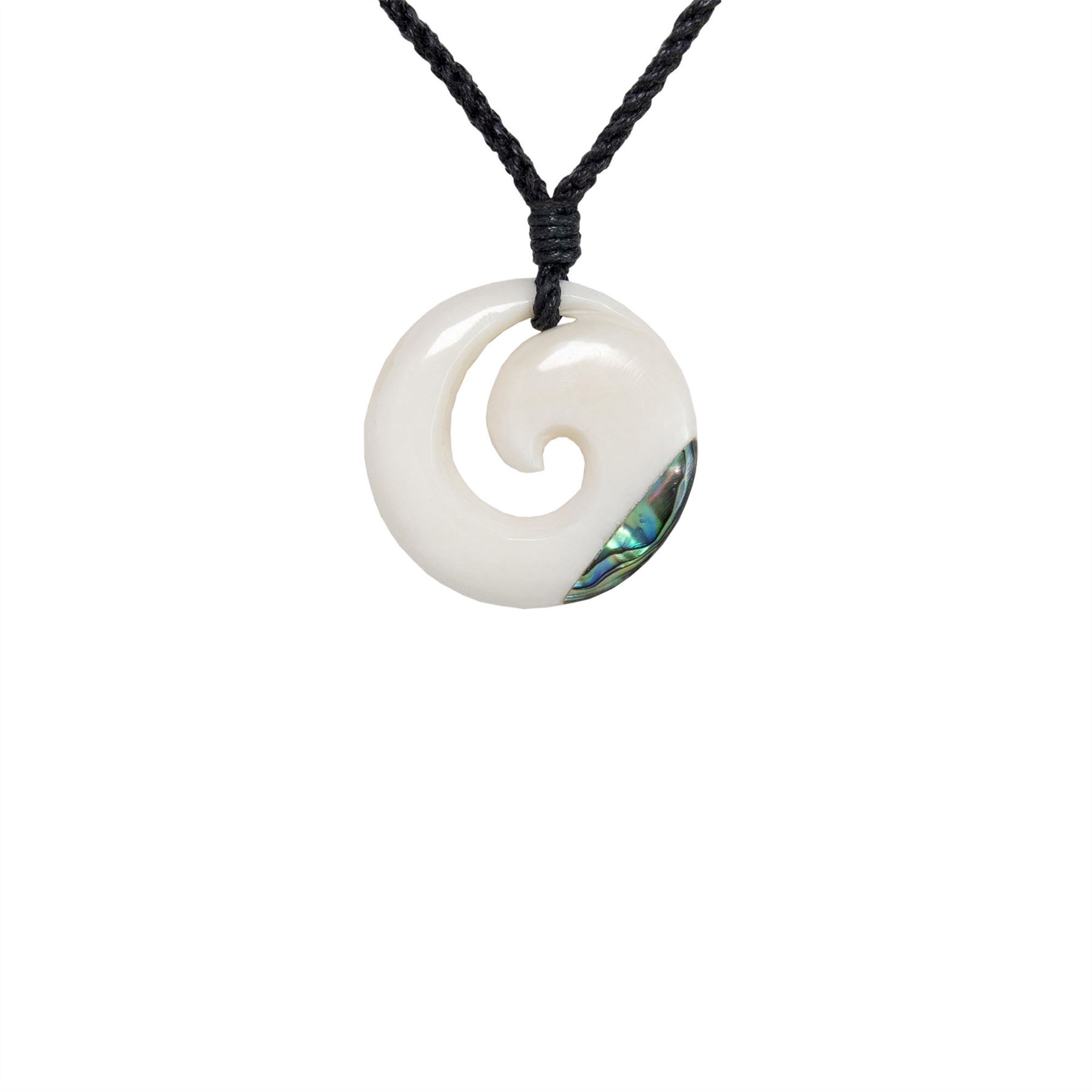 81stgeneration Ciondolo Hei Matau in Osso Intagliato a Mano con Conchiglia Paua | Accessori da Surfista per Uomo | Collana Fatta a Mano con Cordino a Forma di Amo Tribale