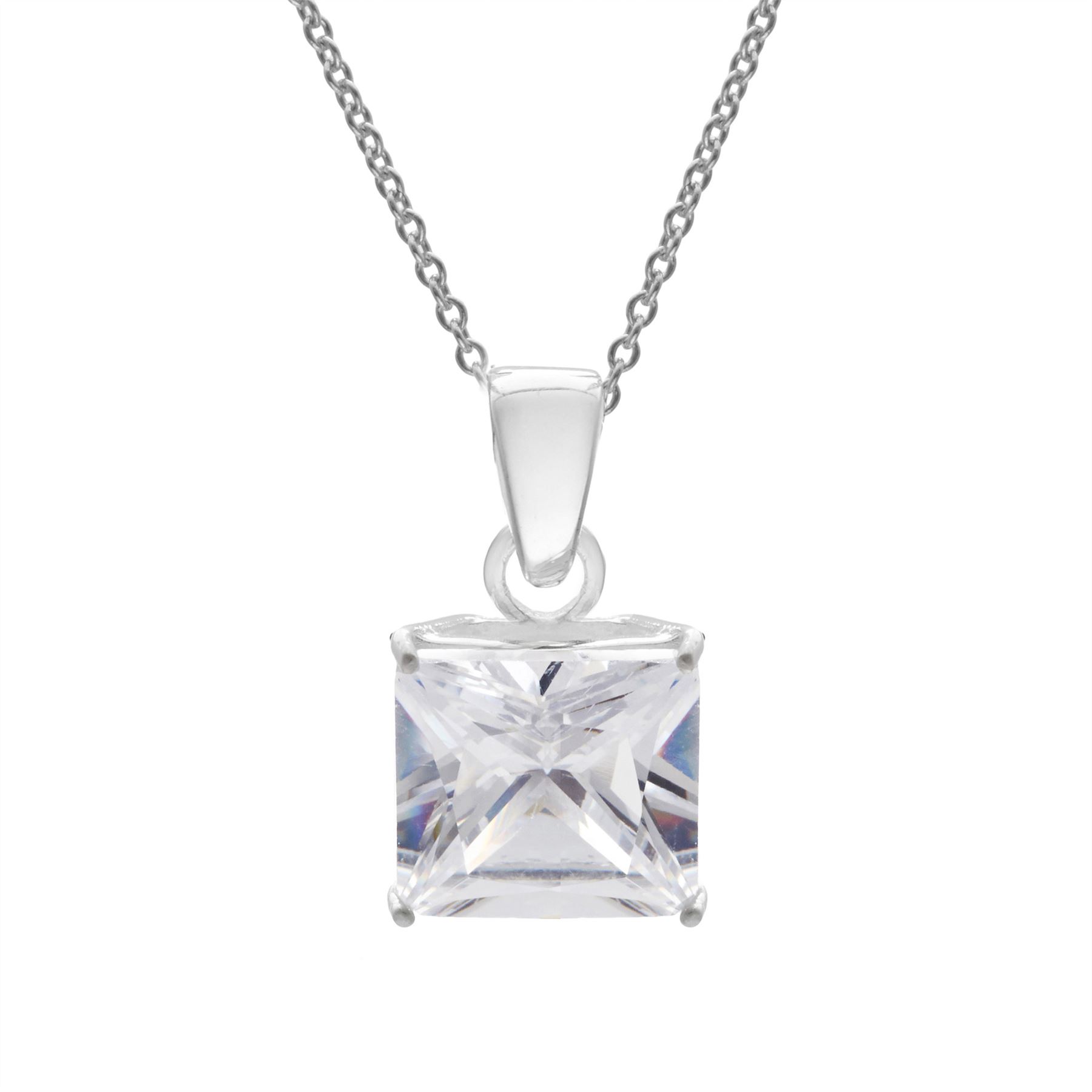 Silver necklace with square pendant Clearance