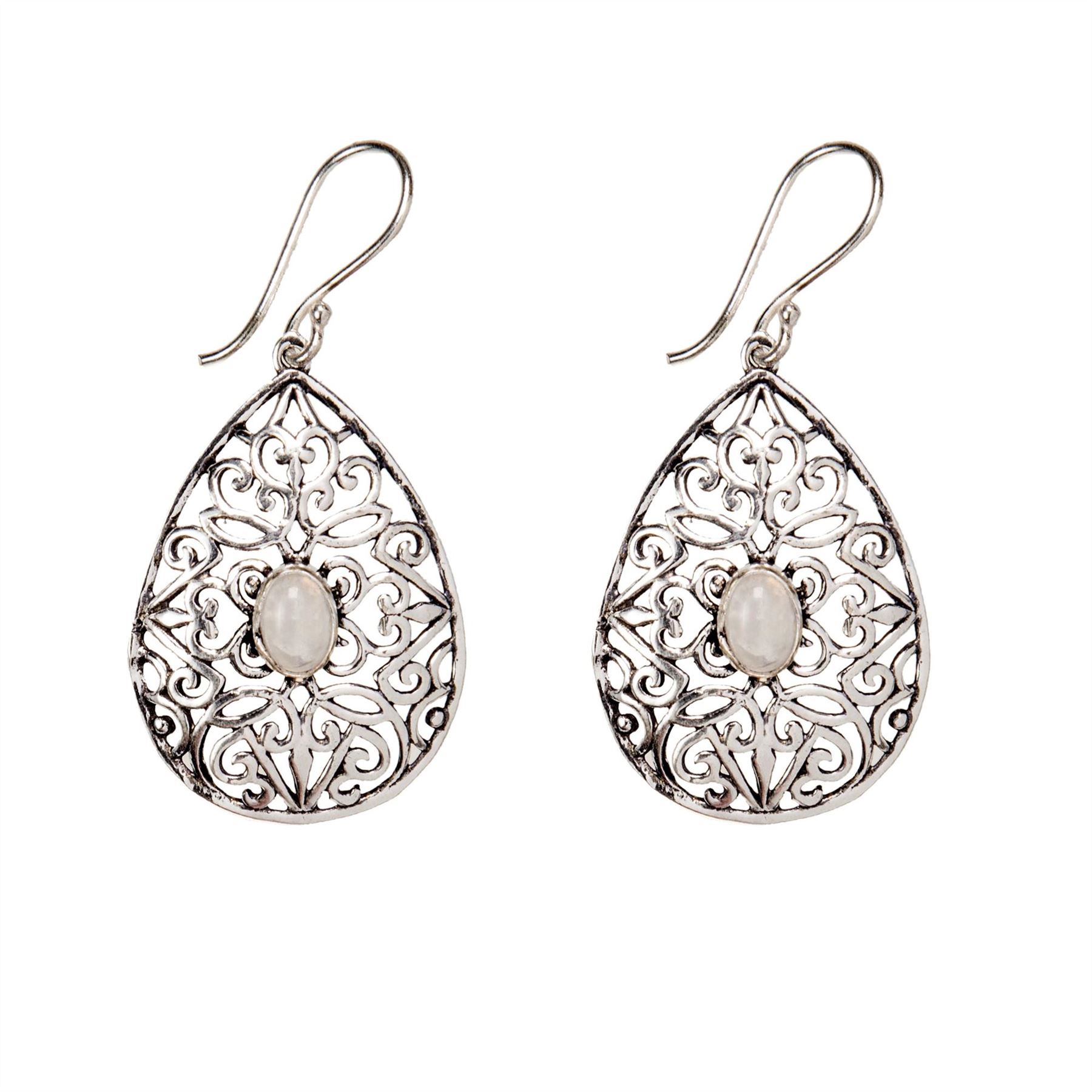 Dangle Earrings Silver Brass Amethyst Filigree Pear Teardrop - 81stgeneration - Picture 2 of 10