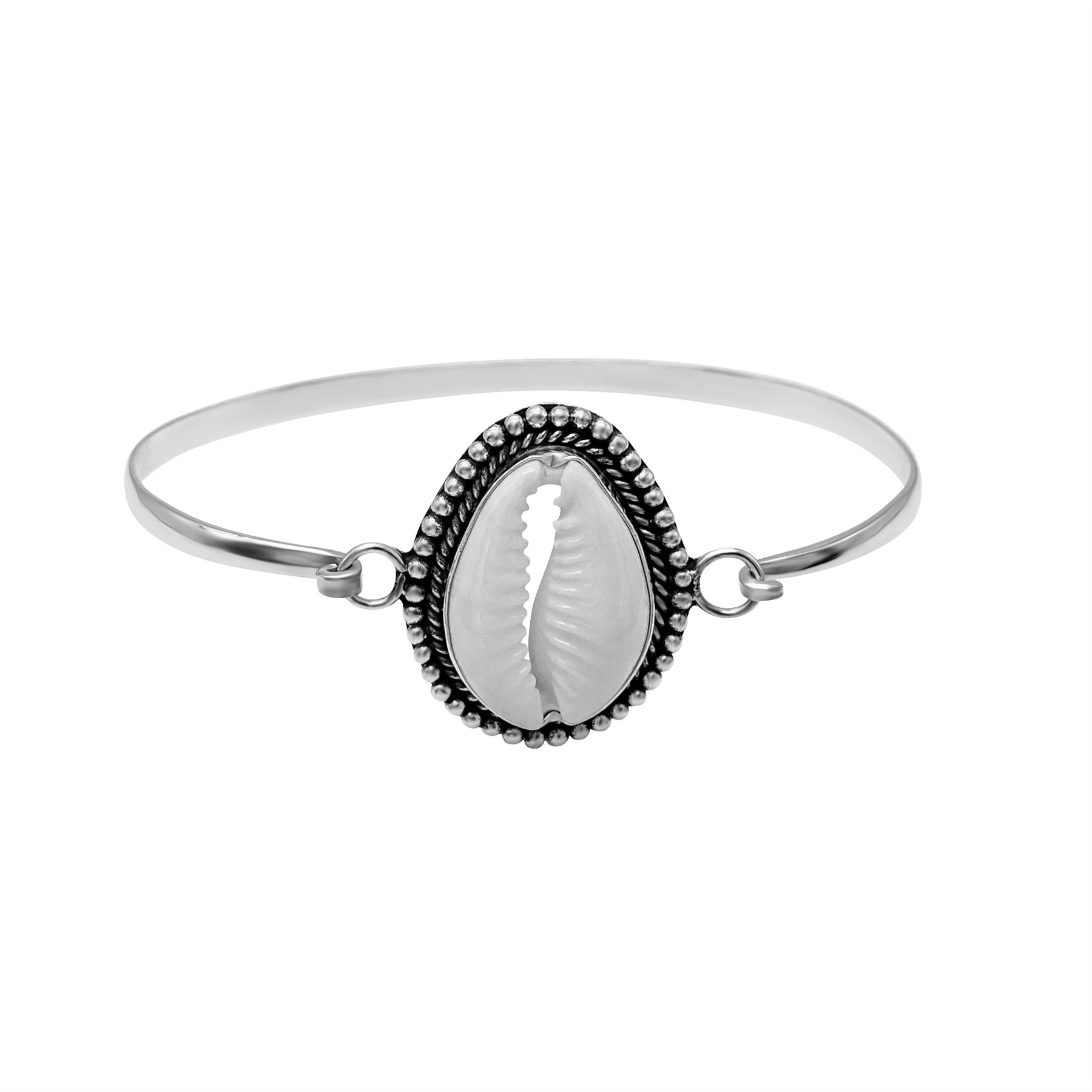 81stgeneration Orecchini Argento Sterling 925 Conchiglia di Ciprea Bali Corda