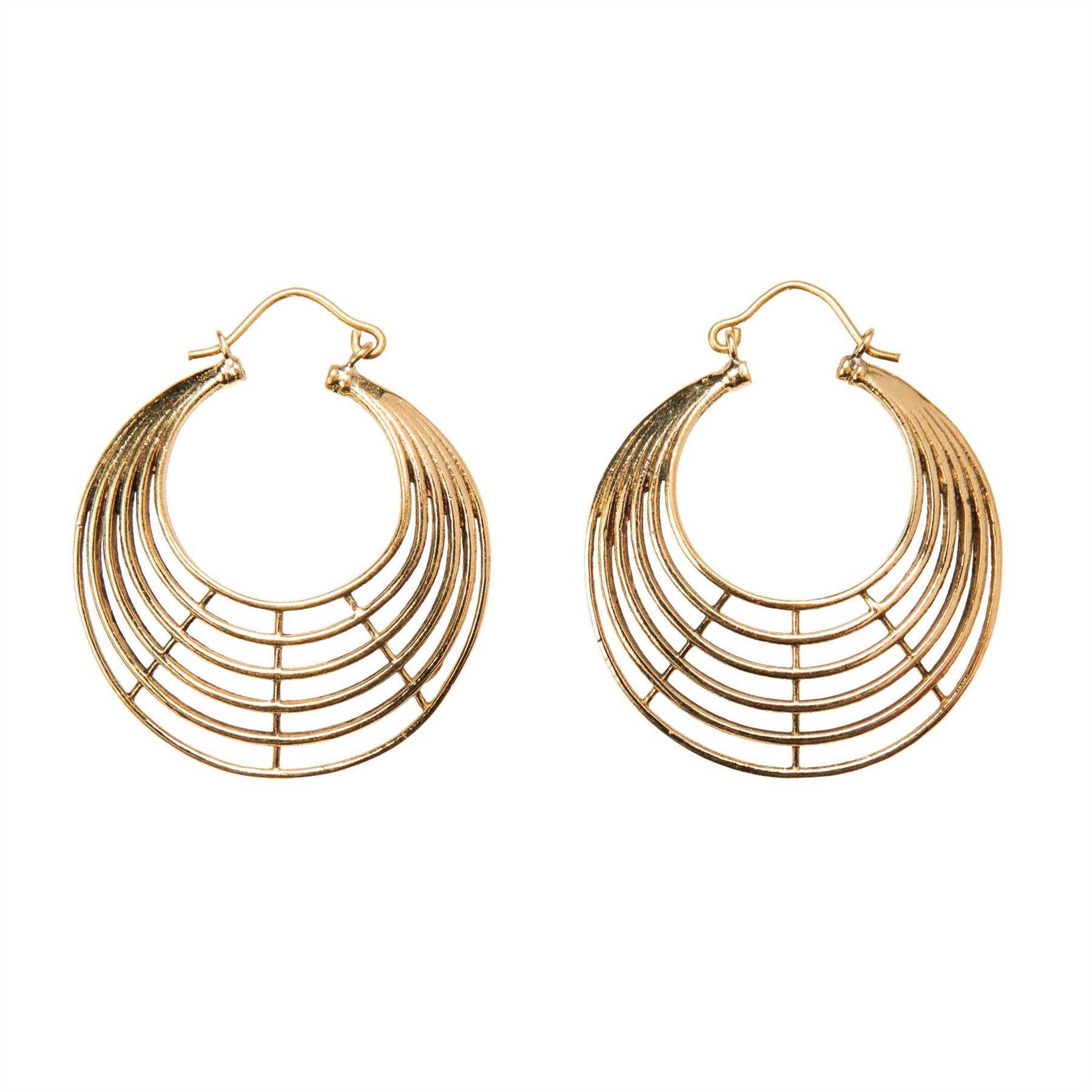 Boucles D'oreilles Pendantes Géométriques Triangle égyptien - Laiton Argenté, Marque 81stgeneration, Neuf Avec étiquettes