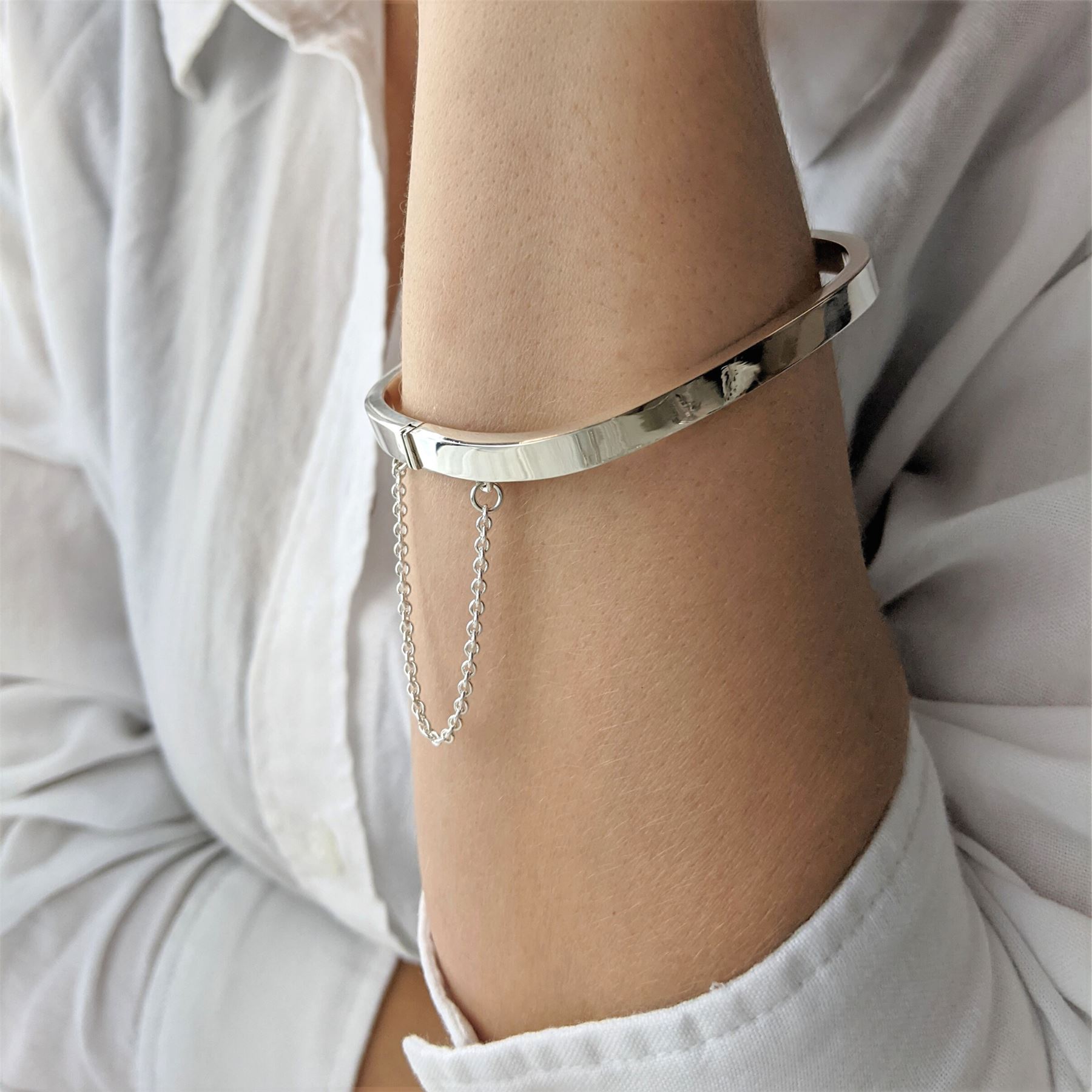 Silverly Bracciale Rigido In Argento Sterling 925 Con Cerniera Rettangolare 4mm – Regalo Per Mamma E Moglie