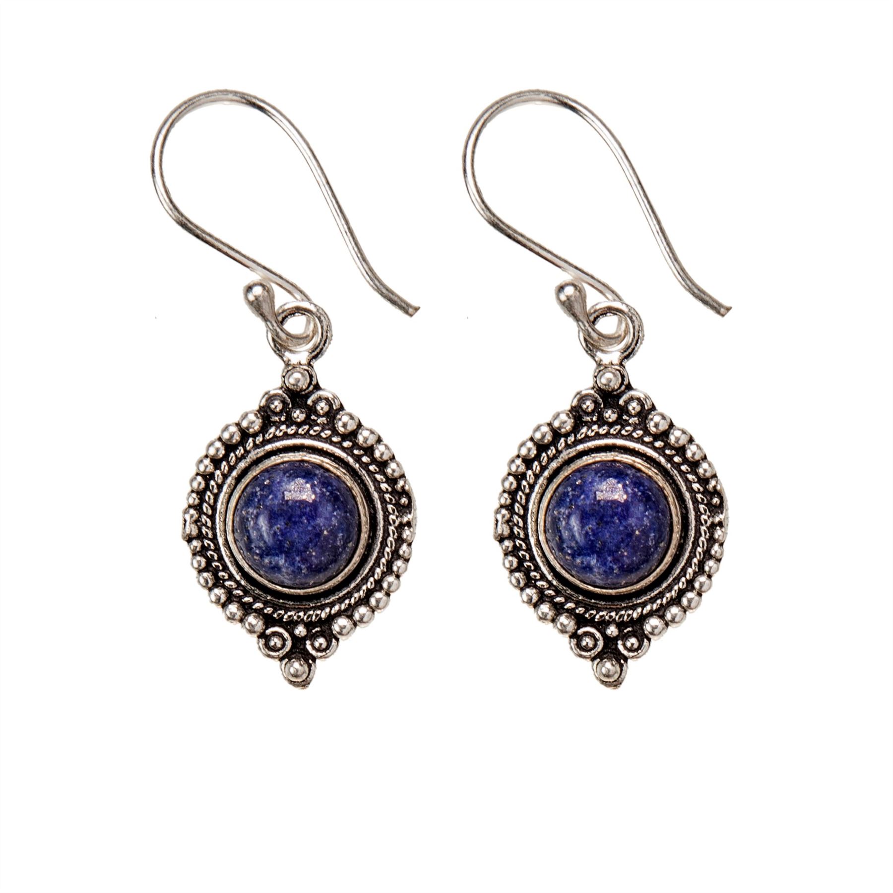 Indian Earrings Silver Brass Round Amethyst Rope Dot Work Drop - 81stgeneration - Picture 2 of 10