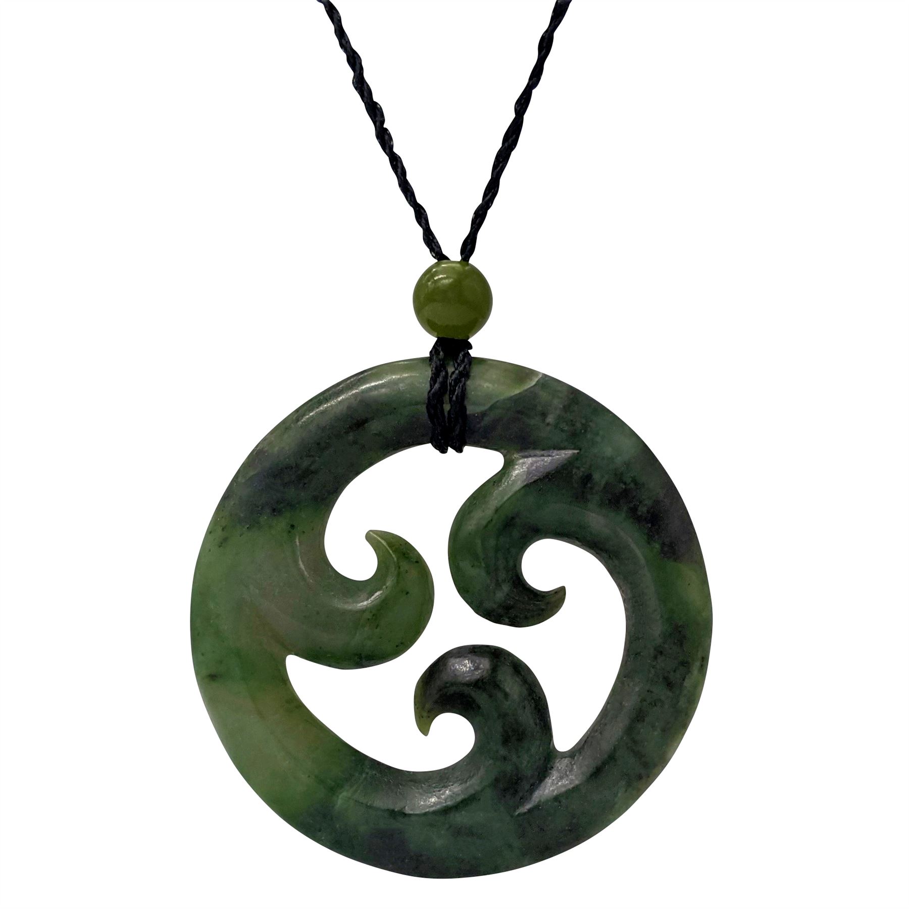 Nephrite Jade Necklace Triple Koru Maori Style Pendant