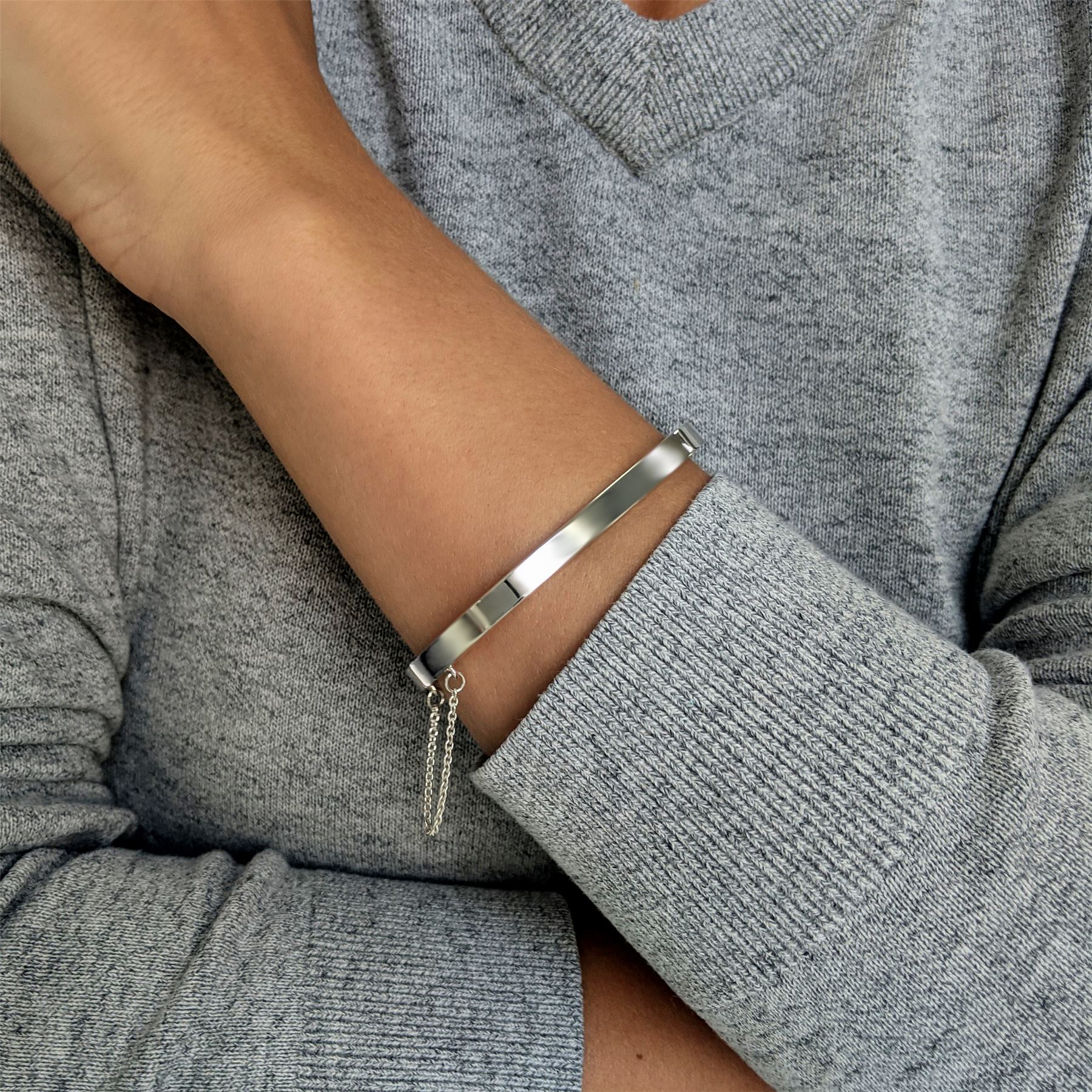 Silverly Bracciale In Argento Sterling 925 Con Cerniera