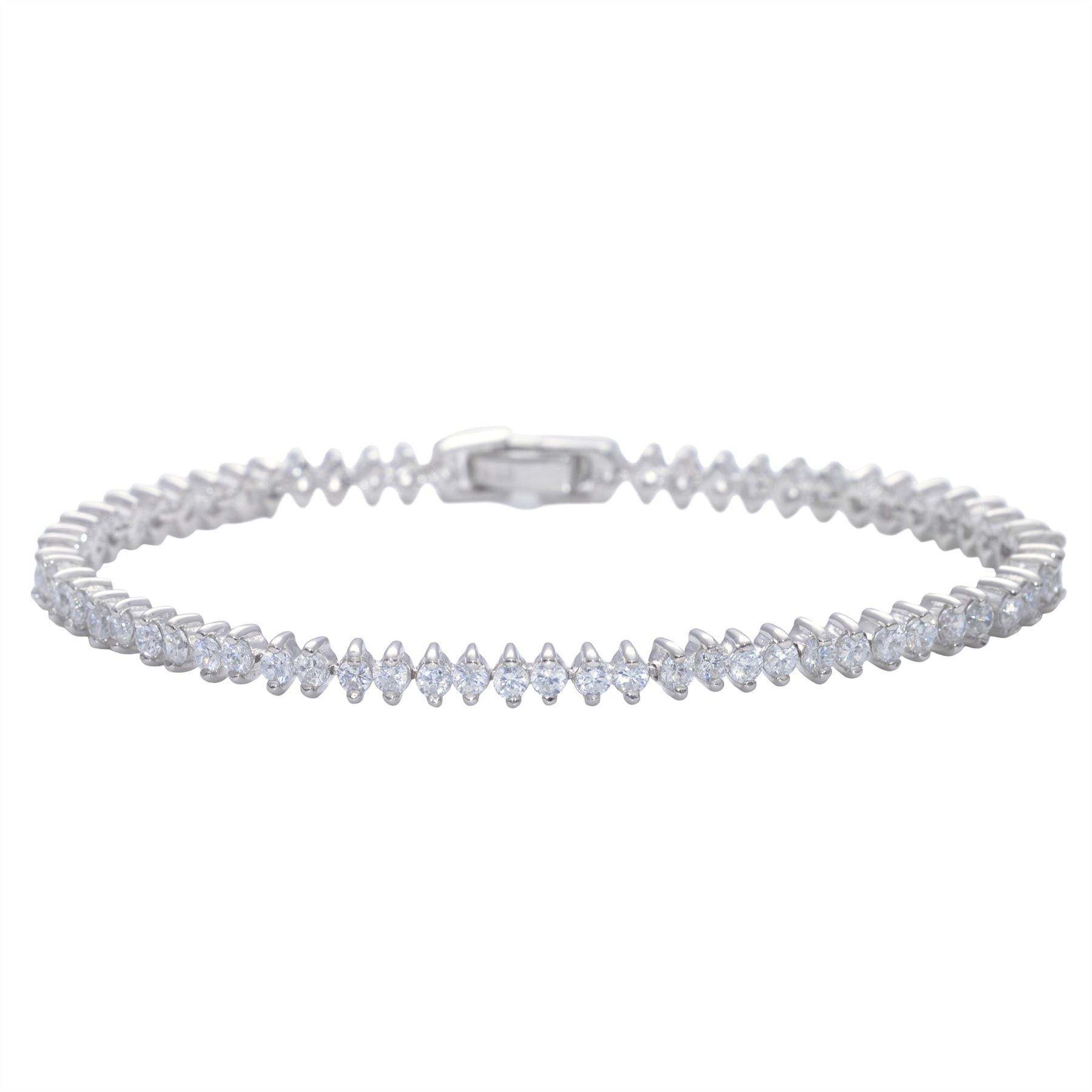 Bracciale Tennis Argento 925 Con Zirconi Cubici 5mm - Silverly, Lunghezza 19 Cm, Impilabile, Con Panno Lucidante