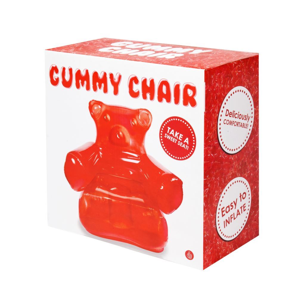 Gummy Bear Inflatable Chair Red with Foot Pump Kids & Adults Playroom