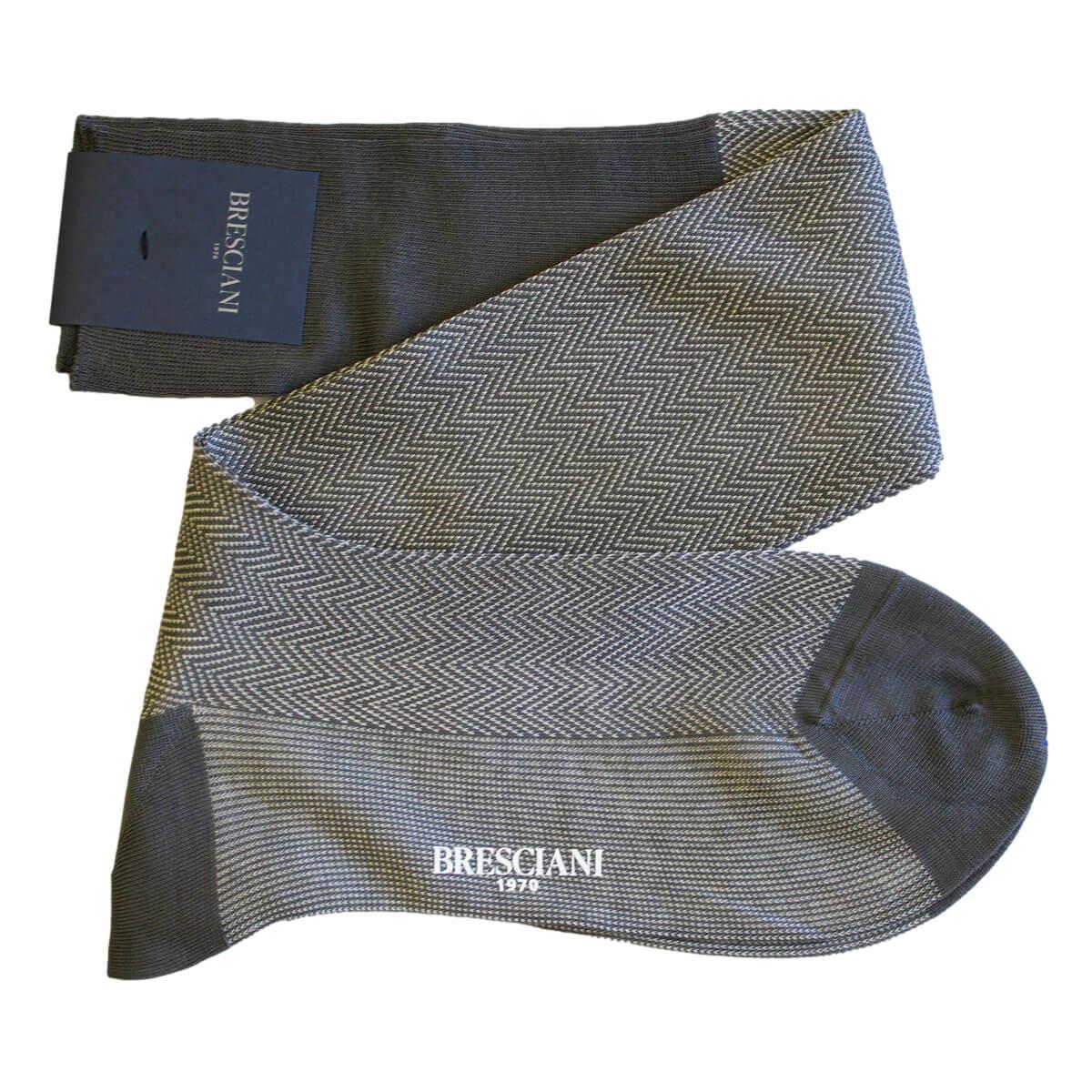 Bresciani Giulio Fischgrätmuster ägyptische Baumwolle lange kniehohe Socken - Herren - Bild 4 von 4