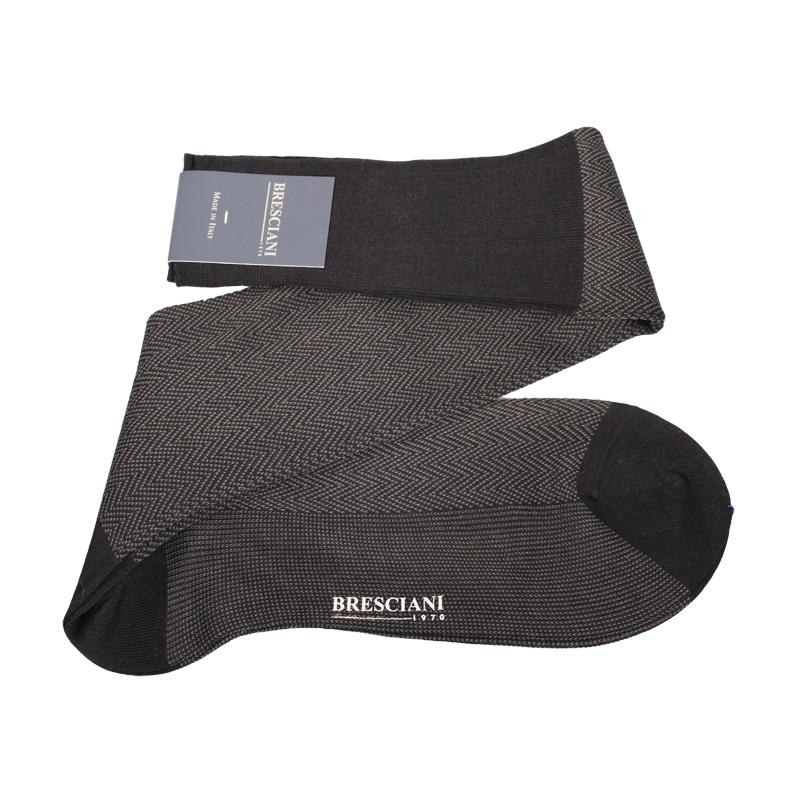 Bresciani Giulio Fischgrätmuster ägyptische Baumwolle lange kniehohe Socken - Herren - Bild 2 von 4