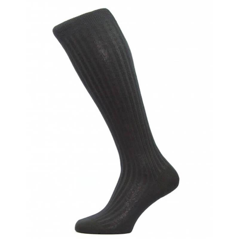 Calcetines de negocios PANTHERELLA Laburnum lana merino acanalada hasta la rodilla sobre la pantorrilla para hombre - Imagen 2 de 8