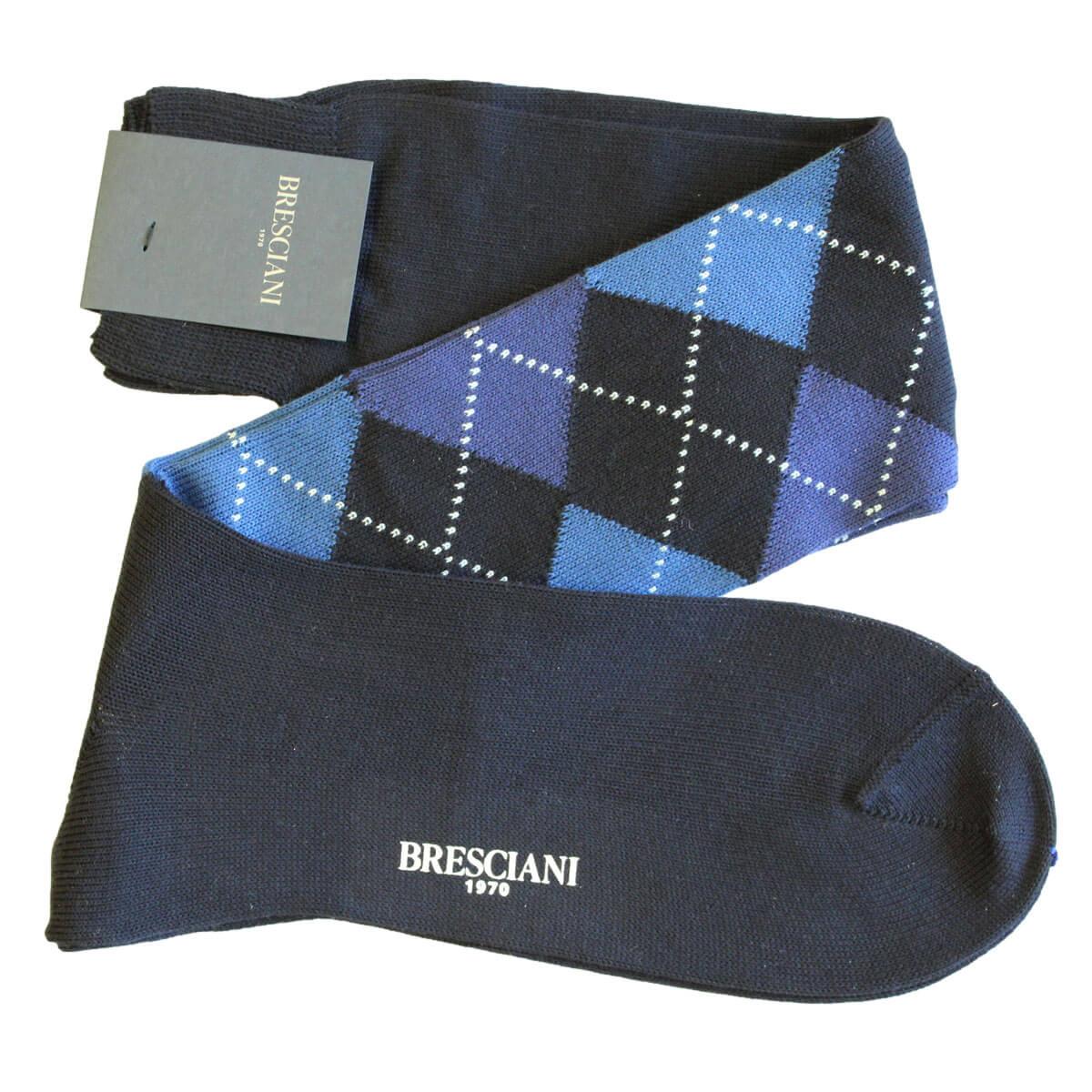 Bresciani Argyle Cotton Knee High Mens Socks eBay