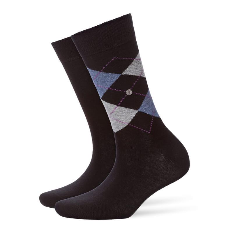 Burlington Everyday 2 Pack Argyle & Plain Cotton Blend Socks - Women's - Picture 3 of 6