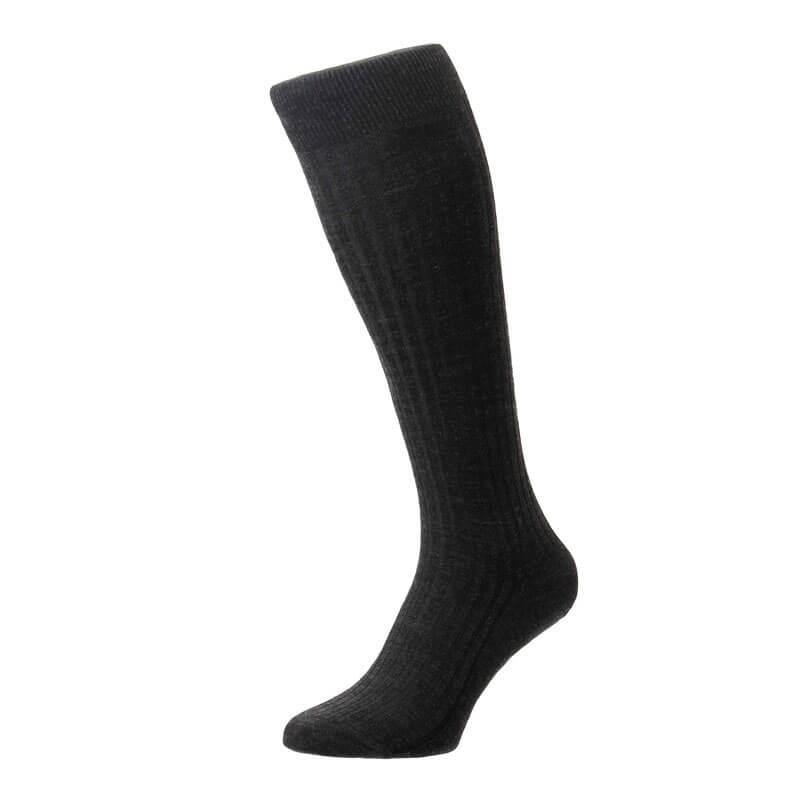 Calcetines de negocios PANTHERELLA Laburnum lana merino acanalada hasta la rodilla sobre la pantorrilla para hombre - Imagen 3 de 8