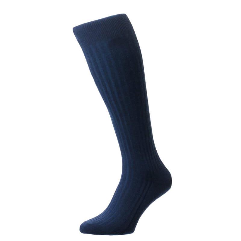 Calcetines de negocios PANTHERELLA Laburnum lana merino acanalada hasta la rodilla sobre la pantorrilla para hombre - Imagen 4 de 8
