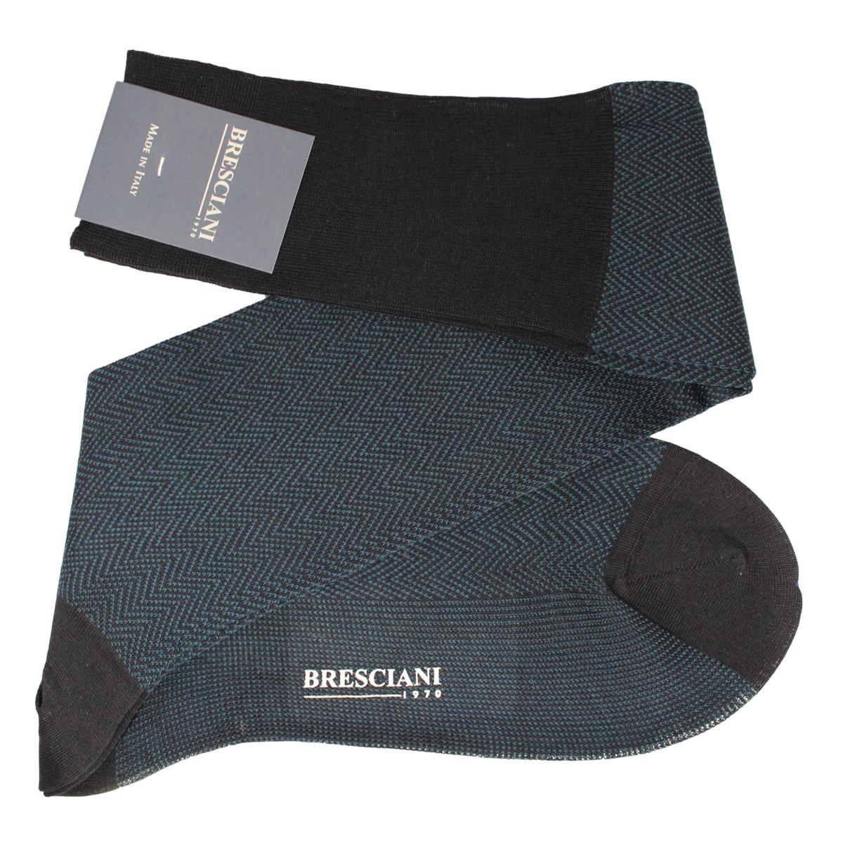 Bresciani Giulio Fischgrätmuster ägyptische Baumwolle lange kniehohe Socken - Herren - Bild 3 von 4