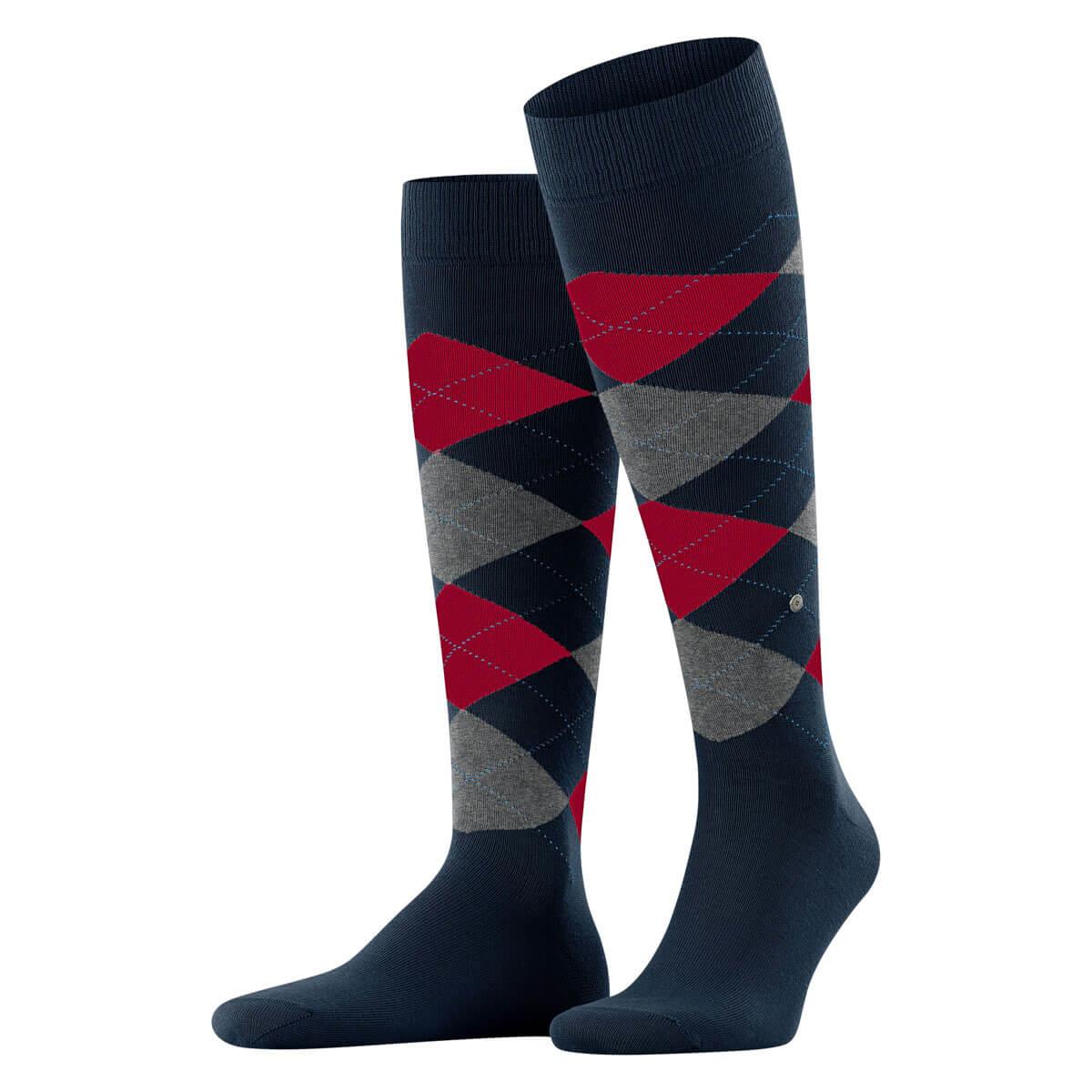 Calze Burlington morbide in cotone lunghe Argyle al ginocchio King - Uomo - Foto 3 di 5