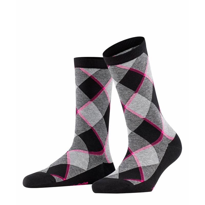 Burlington Westminster Soft Cotton Blend Checked Ladies Socks - Picture 2 of 3