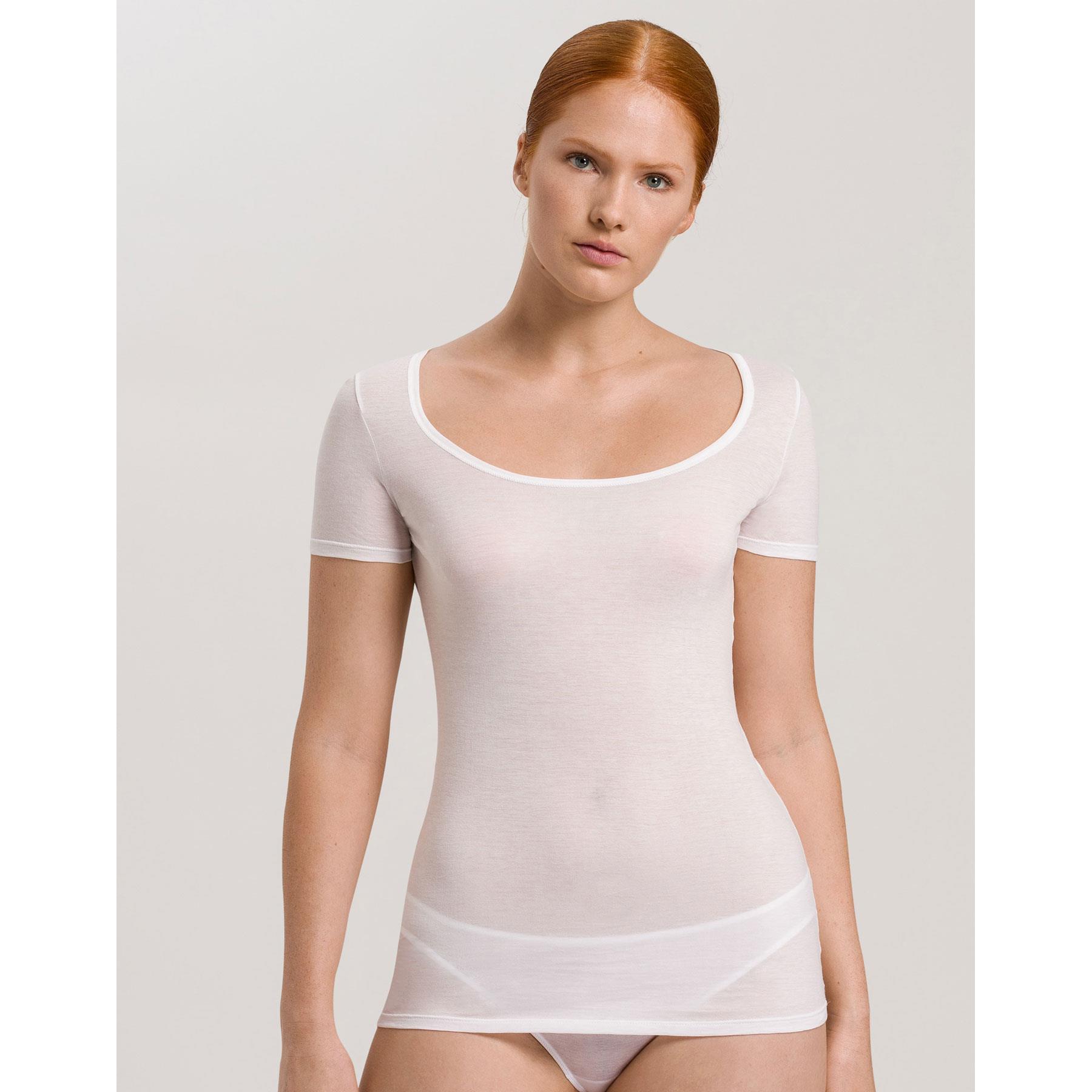 Hanro Ultralight Short Sleeve Cotton Scoop Neck Top Shirt - Women - Picture 3 of 3