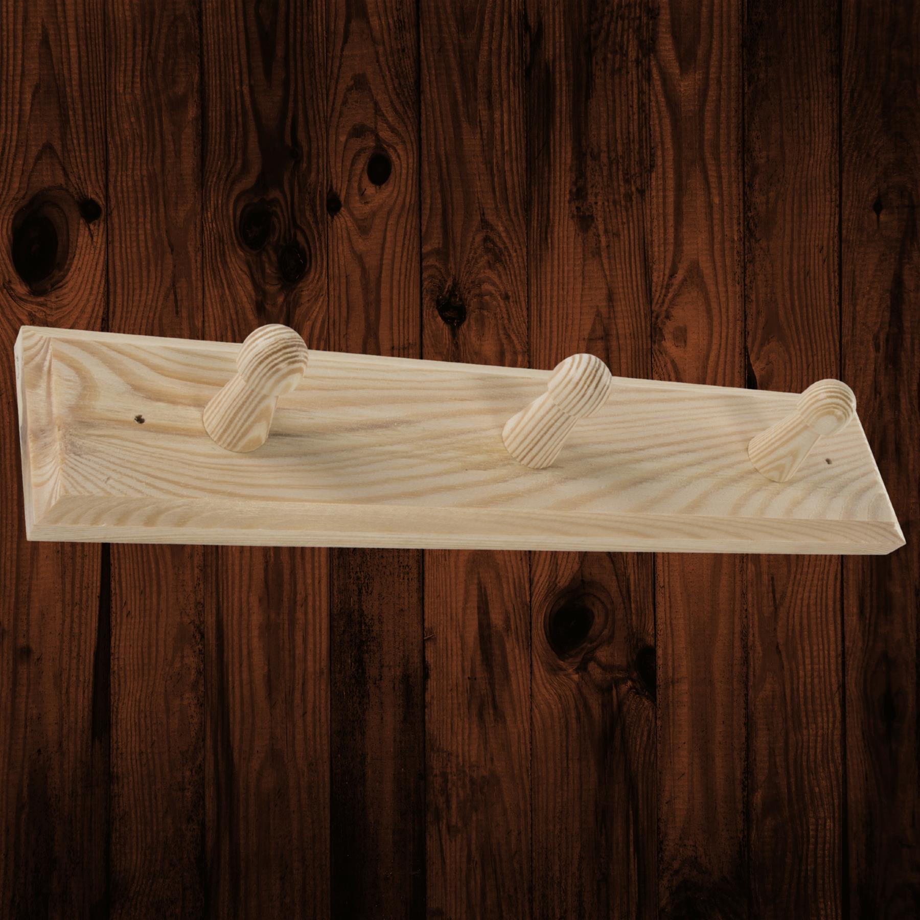 3/4/5 Pegs Wooden Door Hooks Coat Rack Hanging Clothes Holder Wall / Plain Pine - Picture 20 of 40