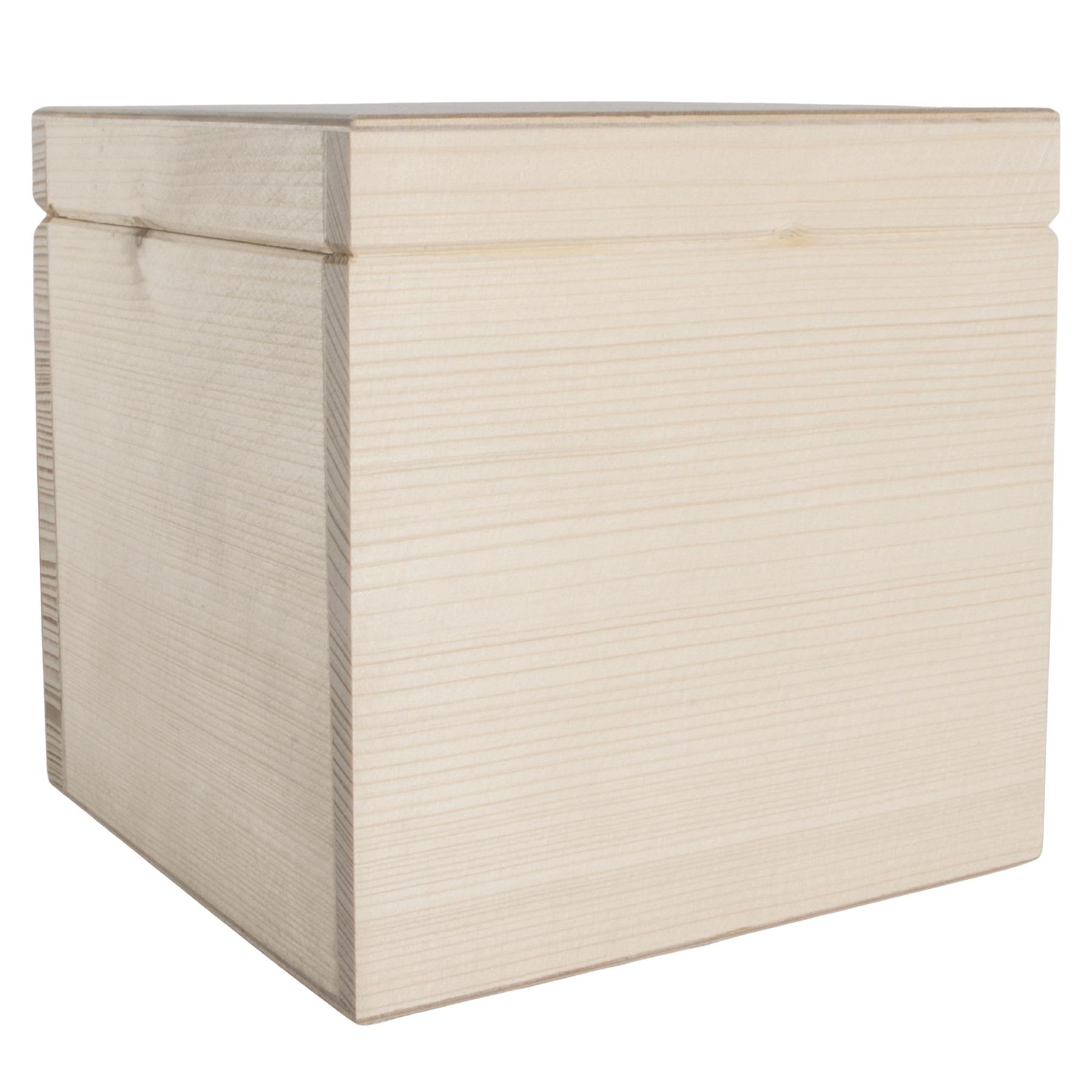 Square Wooden Lid Boxes | Plain Pine for Craft | Keepsake Trinket Memory Storage - Picture 136 of 238