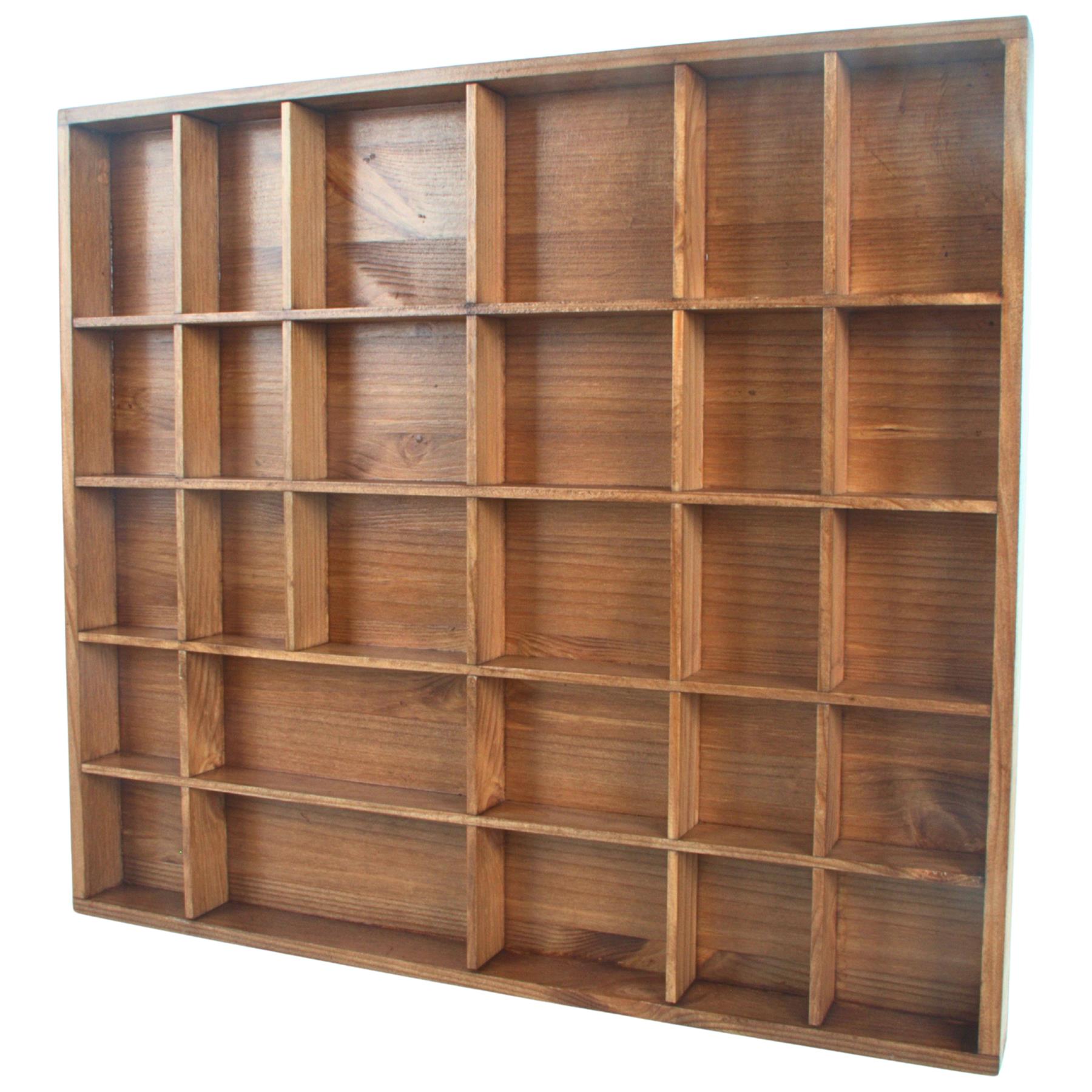 Wooden Display Cabinet Wall Trinket Shelf Tray 28 Compartments Choice of Colours - Picture 21 of 48