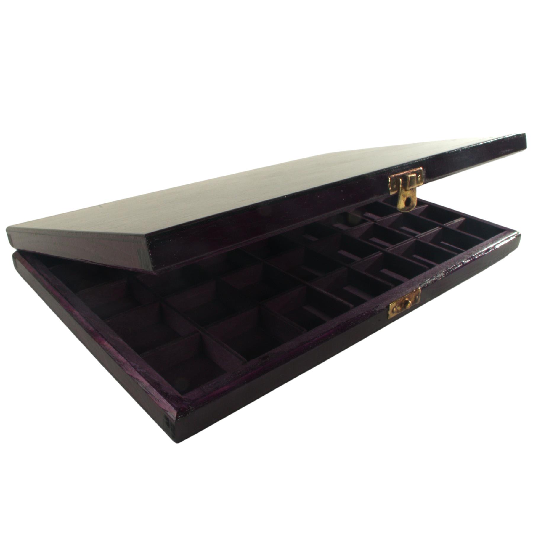 Hand-stained Wooden 40 Compartments Shallow Boxes for Gems Beads Jewellery - Picture 47 of 60