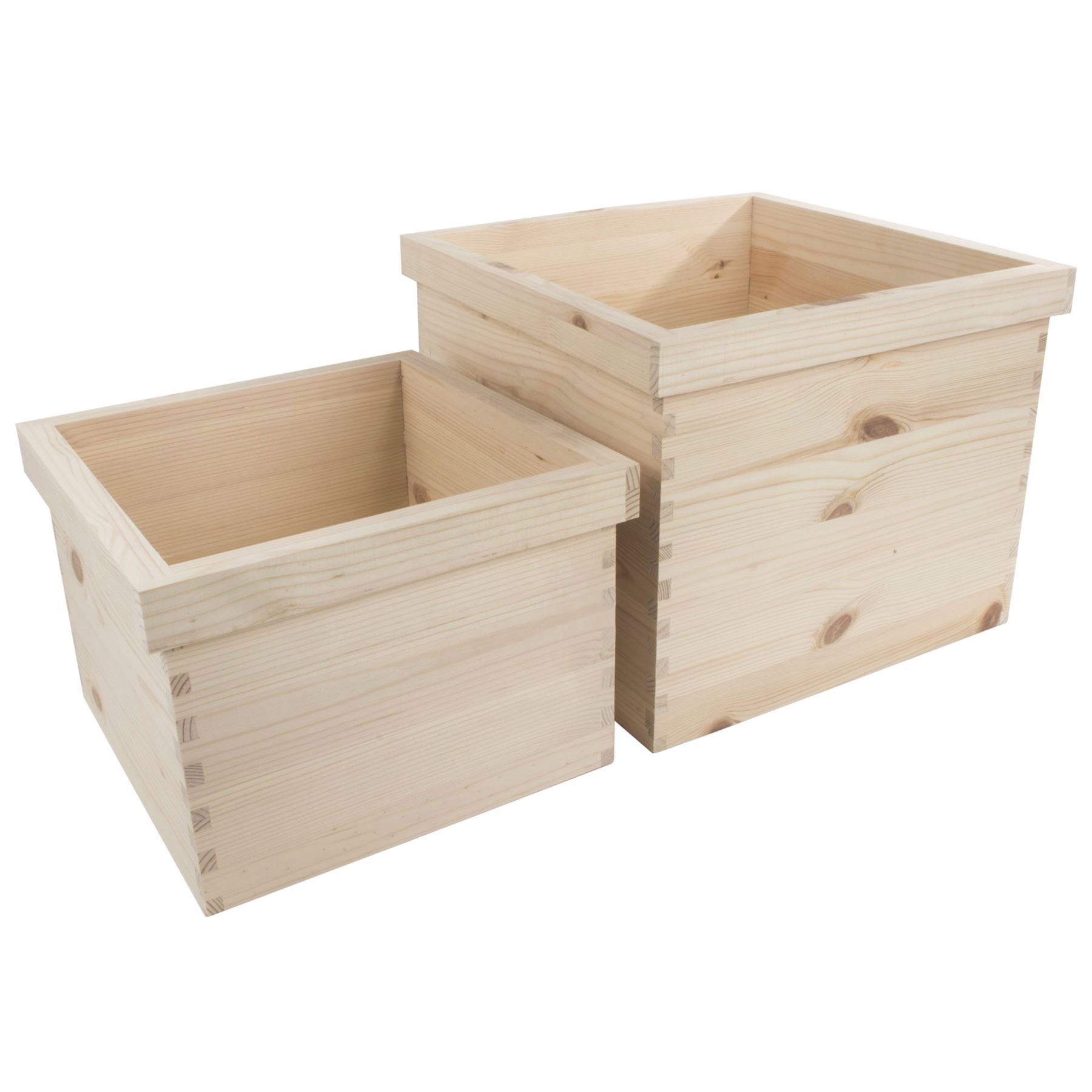 Square Wooden Flower Pot Box Herb Planters Through / 3 Sizes Unpainted