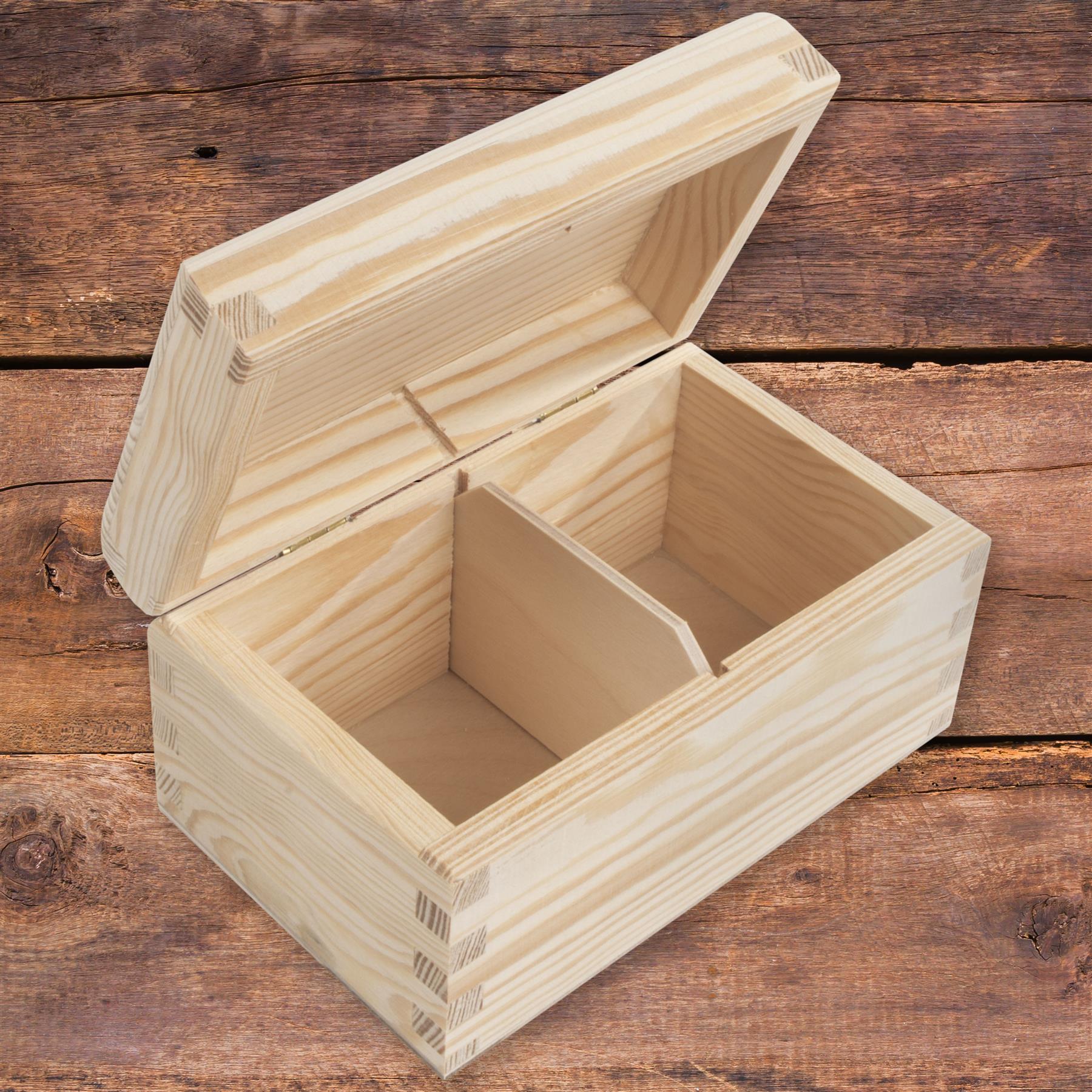 Plain Pine Wood Compartment Boxes with Nicely Rounded Lid | Decoupage Decorate - Picture 11 of 28