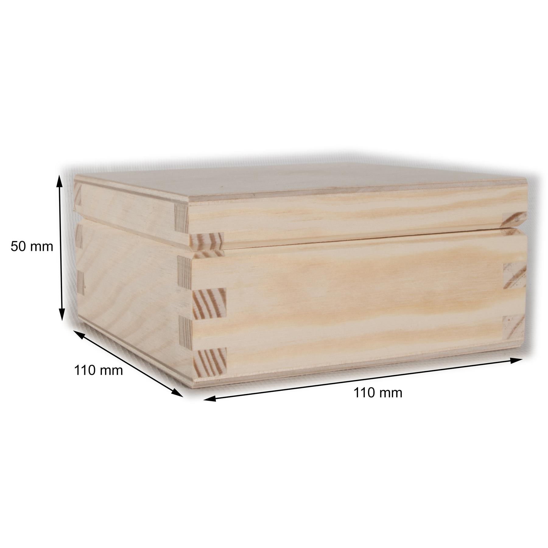 Square Wooden Lid Boxes | Plain Pine for Craft | Keepsake Trinket Memory Storage - Picture 22 of 238