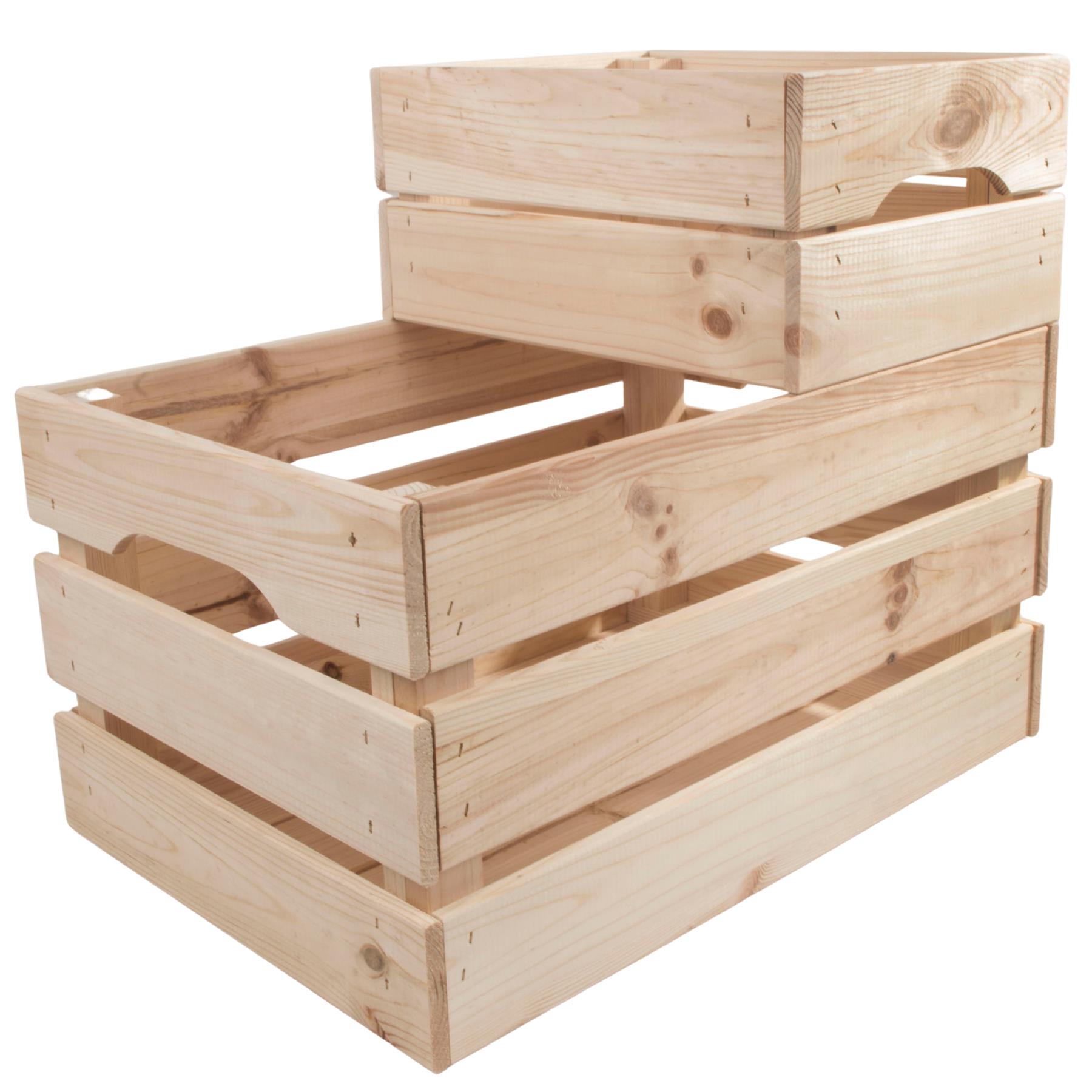 Wooden Crates Storage Boxes /2 Sizes/ Plain Unpainted Pinewood To Decorate Craft - Picture 40 of 40
