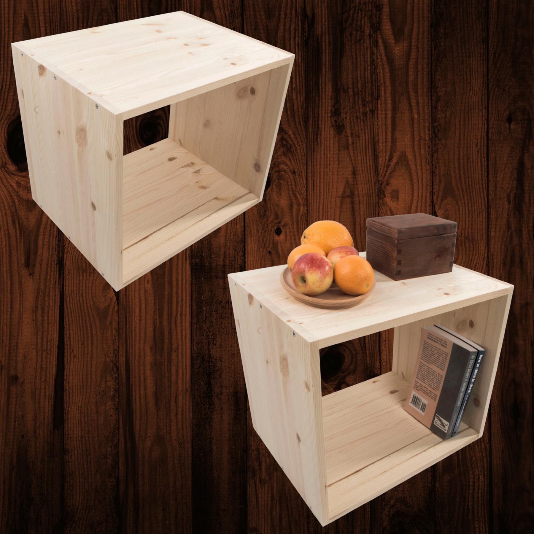 Almacenamiento de exhibición de estantería de madera de 1-4 niveles / pino sin pintar / madera natural - Imagen 25 de 60