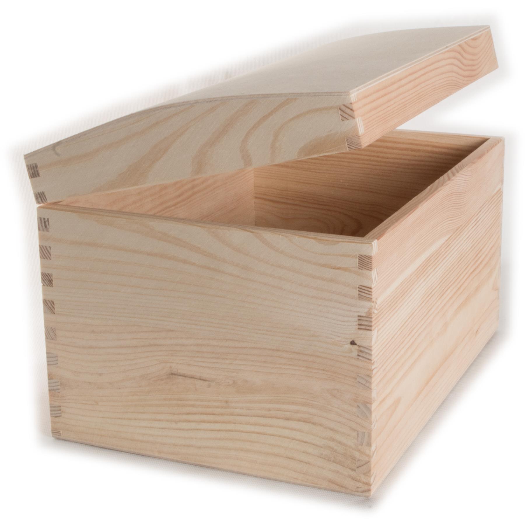 Plain Pine Wood Decorative Treasure Chest with Curved Lid Keepsake