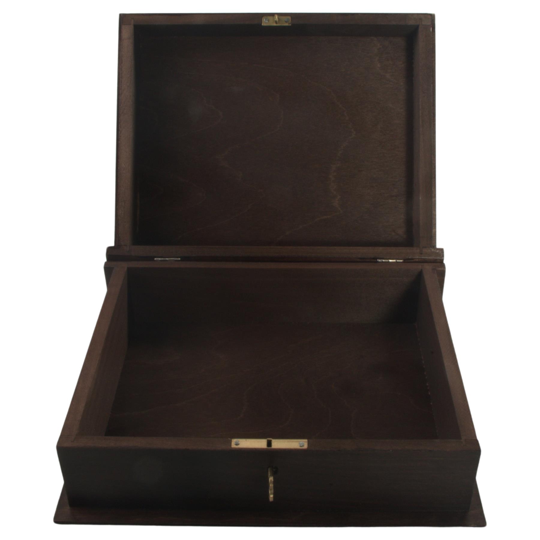 Hand-stained Deep Wooden Book Box Key Lockable Keepsake Jewellery Trinket Holder - Picture 17 of 33