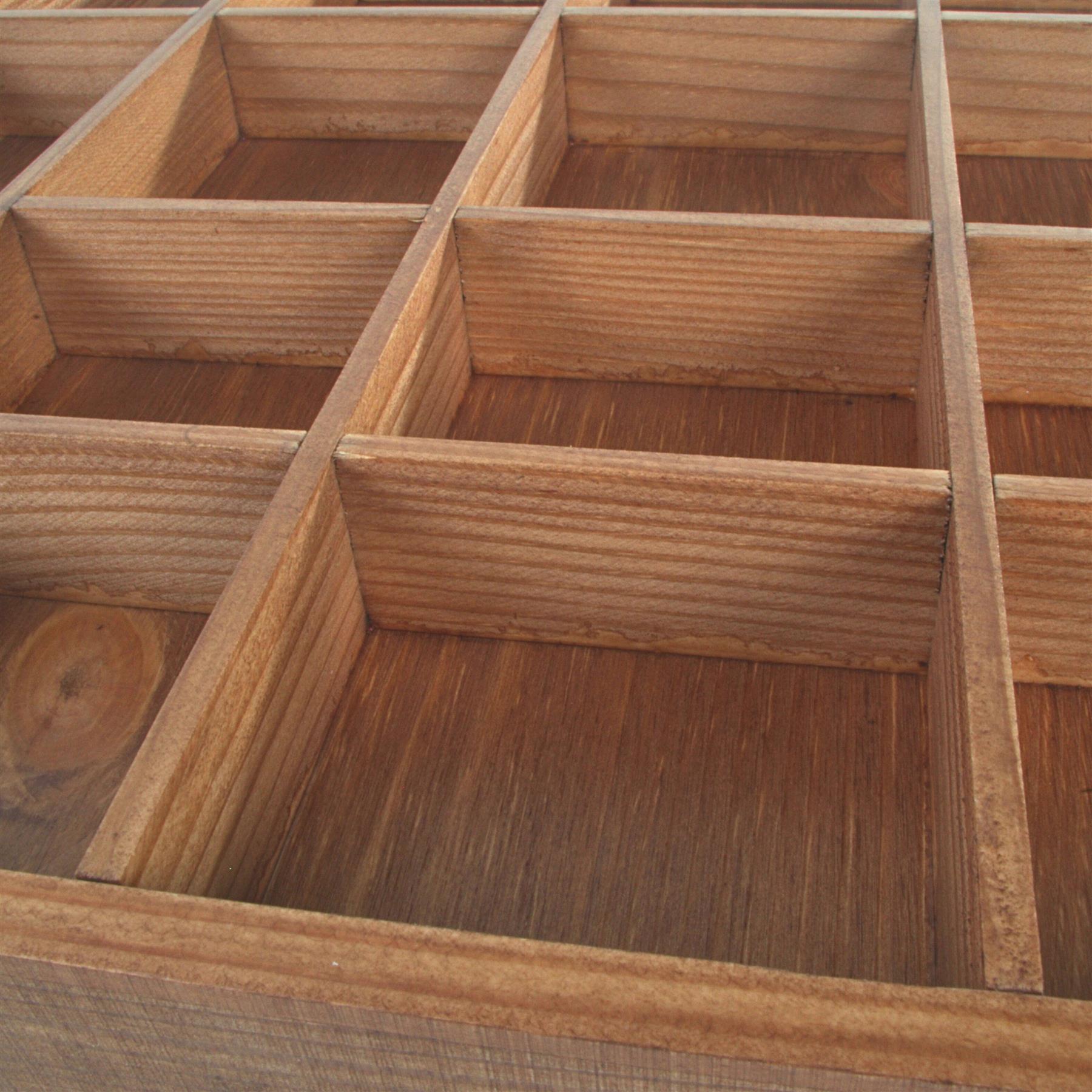 Wooden Display Cabinet Wall Trinket Shelf Tray 28 Compartments Choice of Colours - Picture 17 of 48