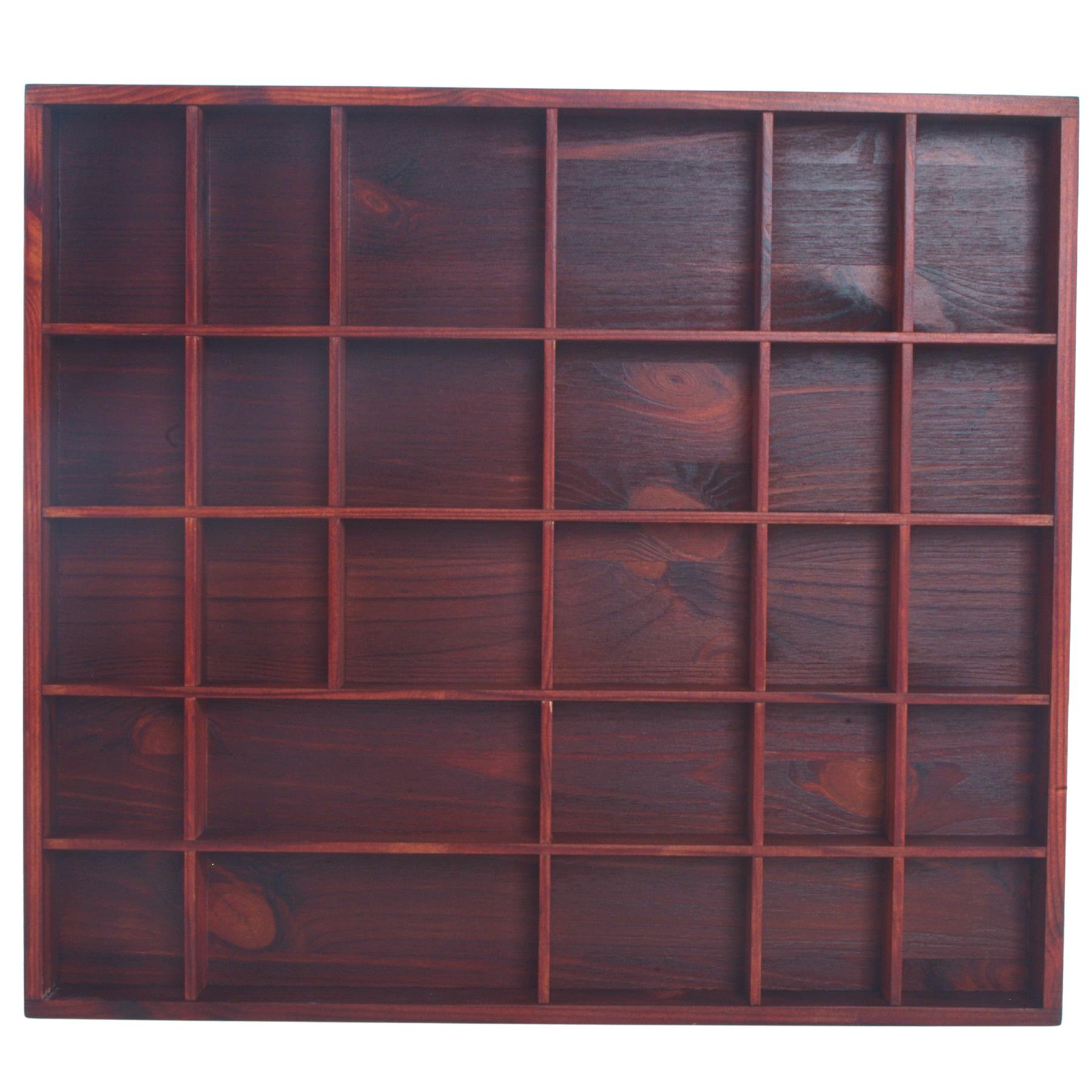 Wooden Display Cabinet Wall Trinket Shelf Tray 28 Compartments Choice of Colours - Picture 32 of 48