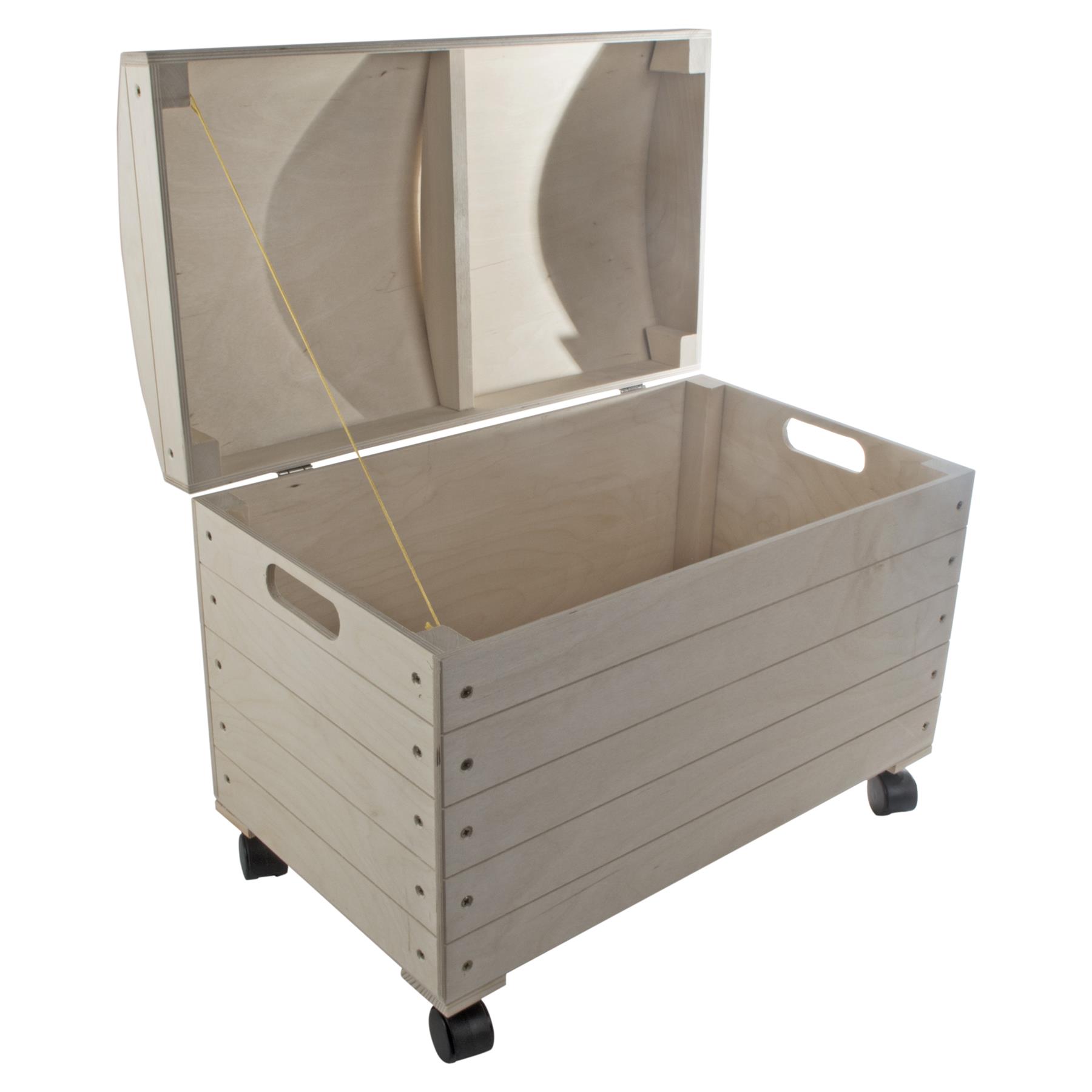 Wooden Trunk Chest Storage Box Lid & Wheels | Paint Yourself | Choice of Sizes - Picture 21 of 21