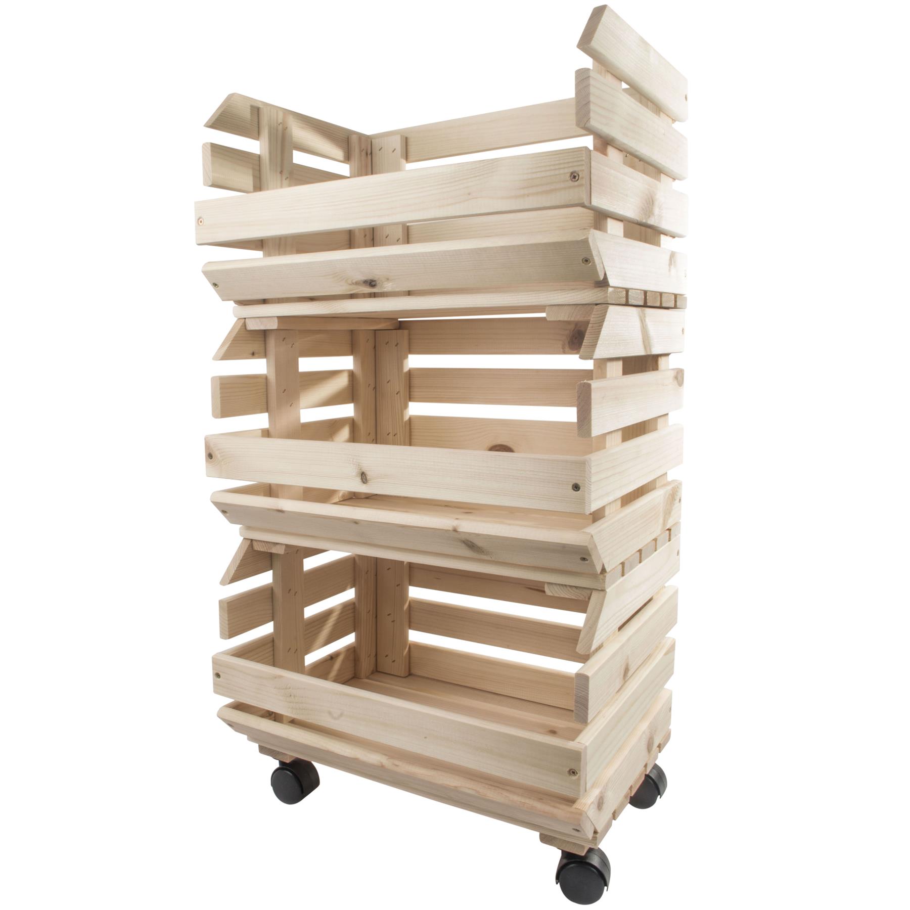 Wooden Unpainted Stackable Storage Box Crate Container Display Unit 1-3 Tier - Picture 41 of 49