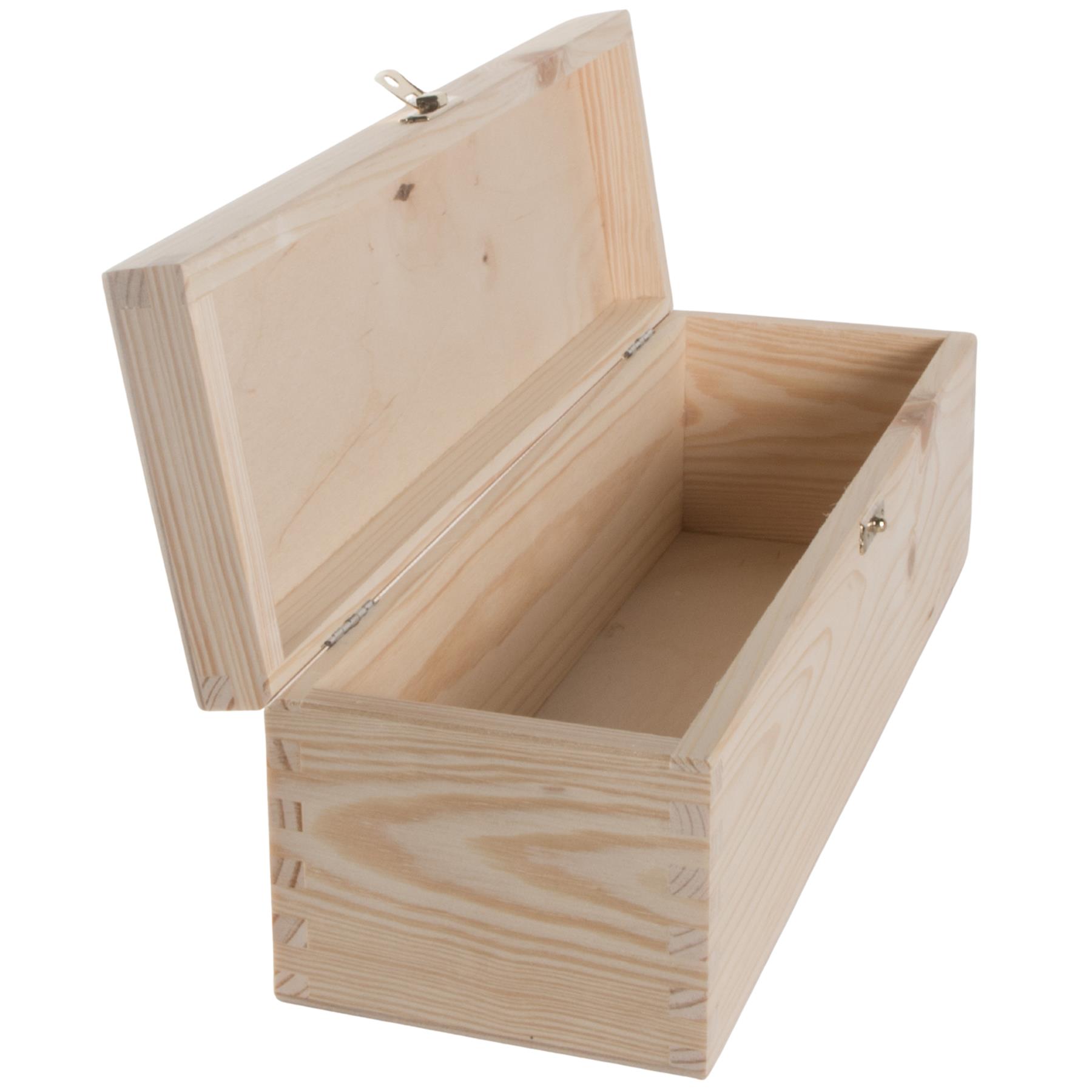Rectangular Long Oblong Trinket Wooden Box Case / Plain Decorative Pine/ 2 Sizes - Picture 21 of 23