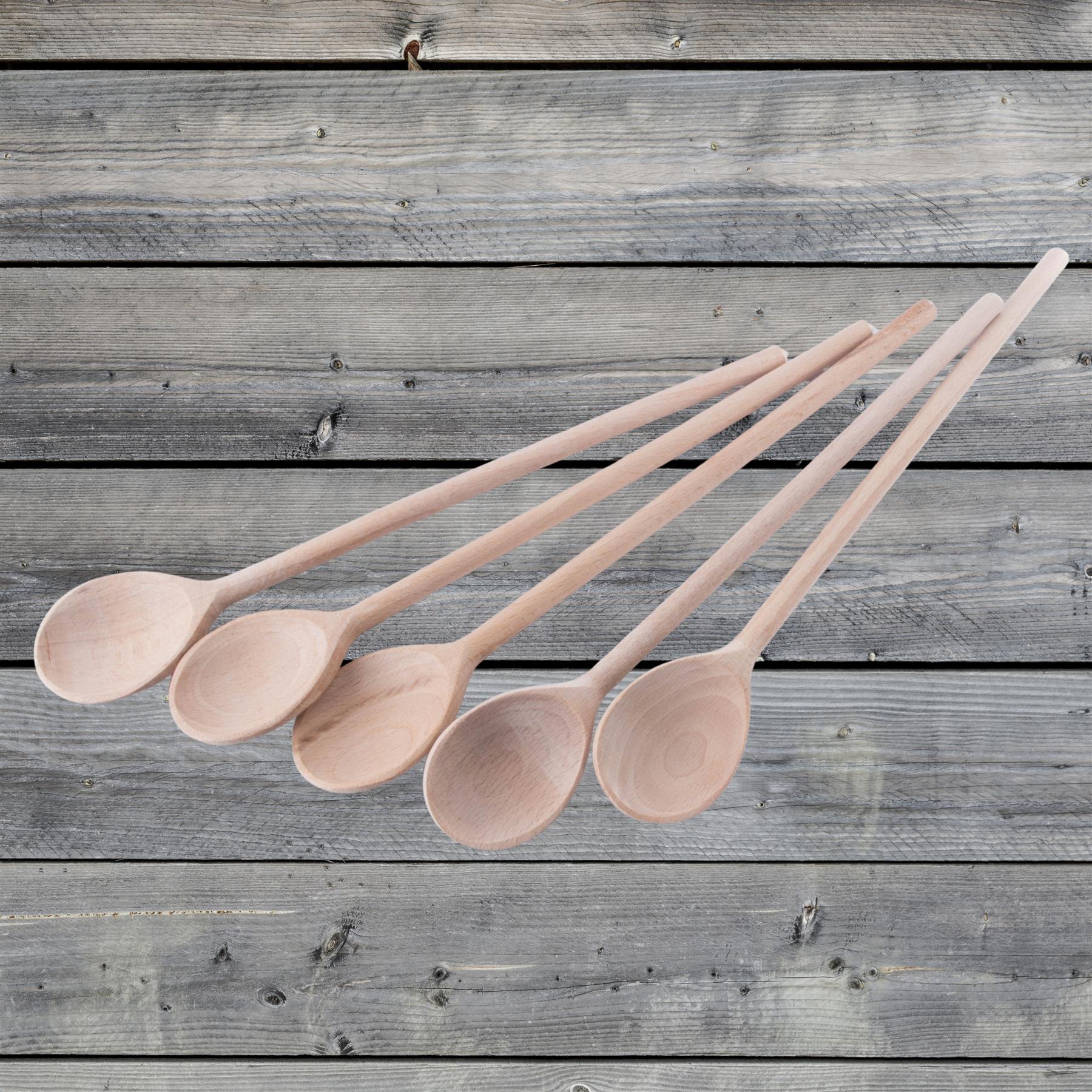 Long Narrow Wooden Spoon 29cm (11") Beechwood Non-Stick Cooking Kitchen Turner - Picture 32 of 40