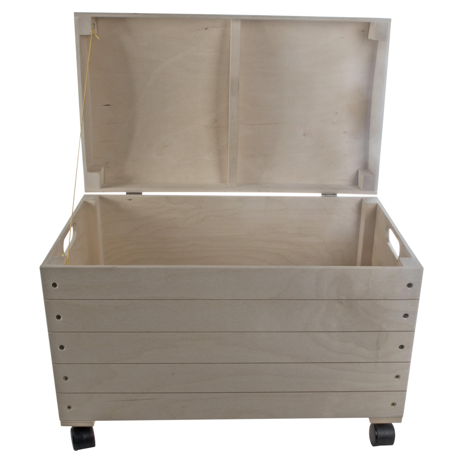 Wooden Trunk Chest Storage Box Lid & Wheels | Paint Yourself | Choice of Sizes - Picture 18 of 21