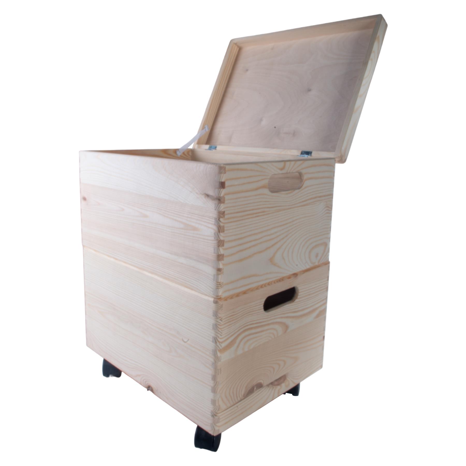 Grandes cajas de madera apilables con asas de tapa ruedas - Imagen 14 de 68