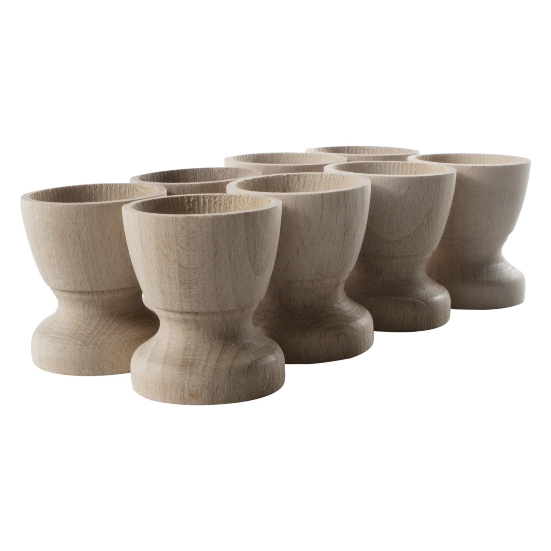 Clásico Tazas de Huevos de Madera Haya Natural Artesanía Desayuno Soporte de Boda - Imagen 18 de 25