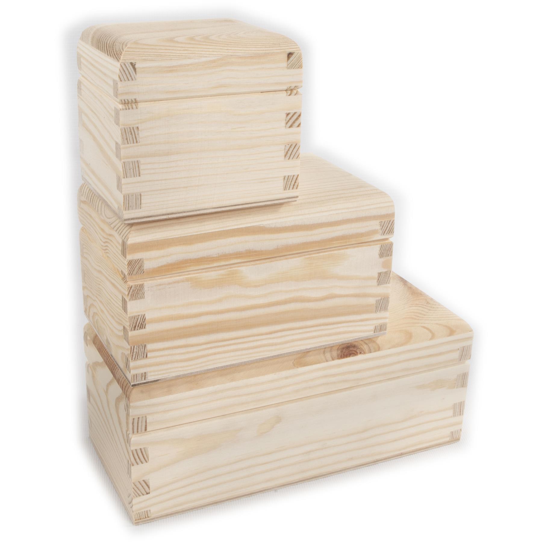 Plain Pine Wood Compartment Boxes with Nicely Rounded Lid | Decoupage Decorate - Picture 26 of 28