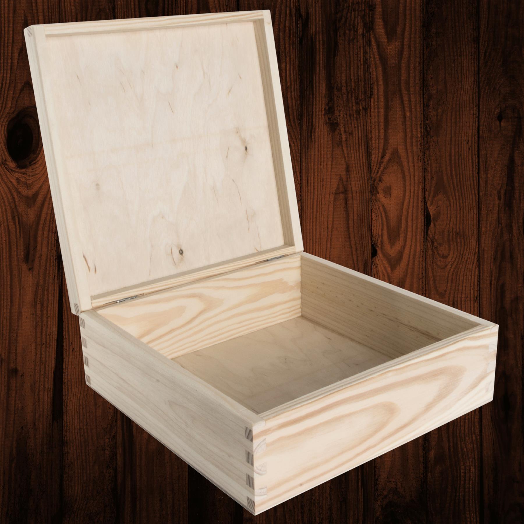 Square Wooden Lid Boxes | Plain Pine for Craft | Keepsake Trinket Memory Storage - Picture 168 of 238