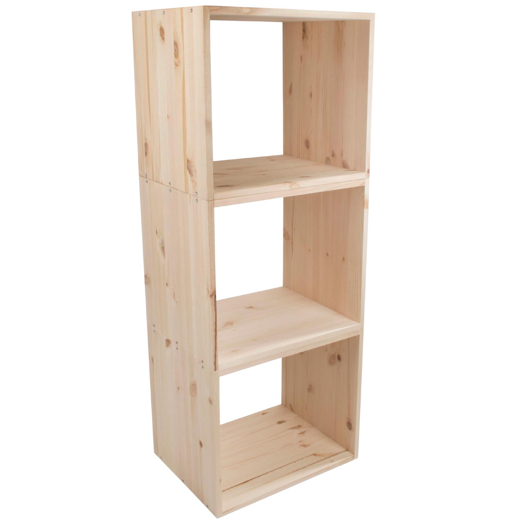 Almacenamiento de exhibición de estantería de madera de 1-4 niveles / pino sin pintar / madera natural - Imagen 48 de 60