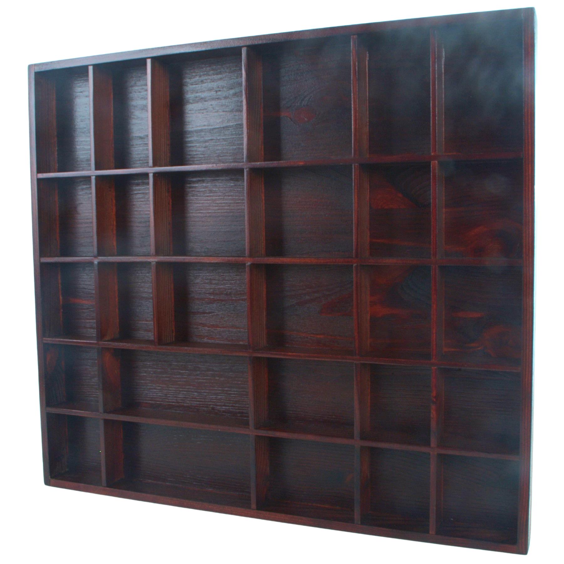 Wooden Display Cabinet Wall Trinket Shelf Tray 28 Compartments Choice of Colours - Picture 39 of 48